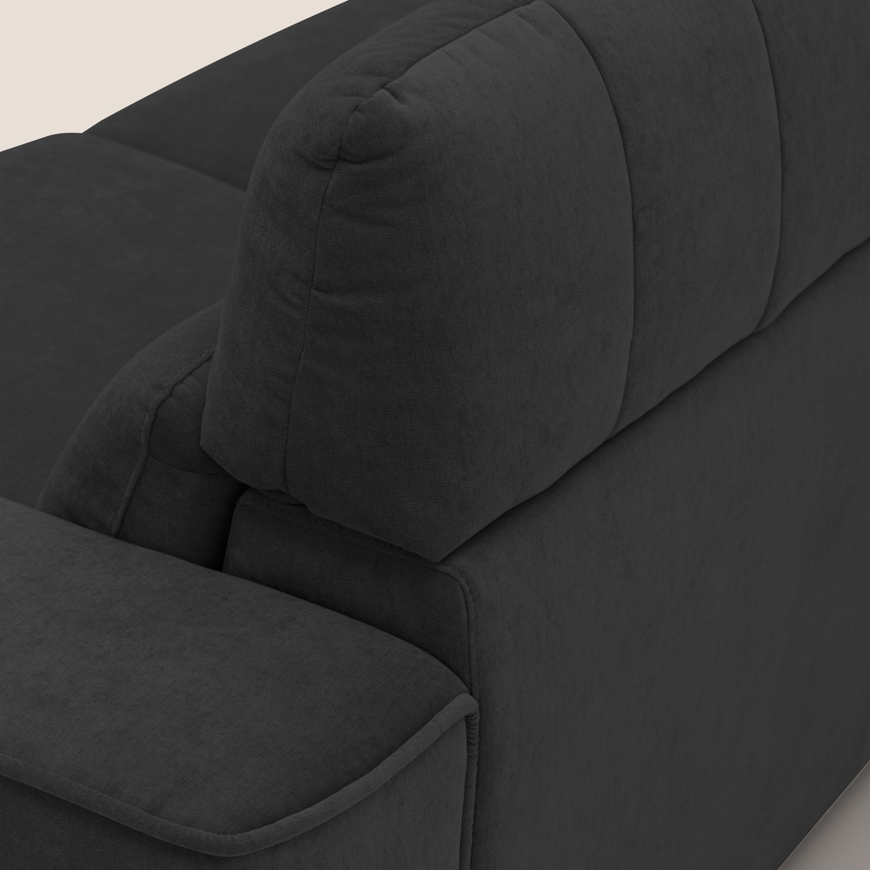Clark Divano modulare angolare REVERSIBILE con opzione relax elettrico in tessuto smacchiabile impermeabile T17 nero - divani.store