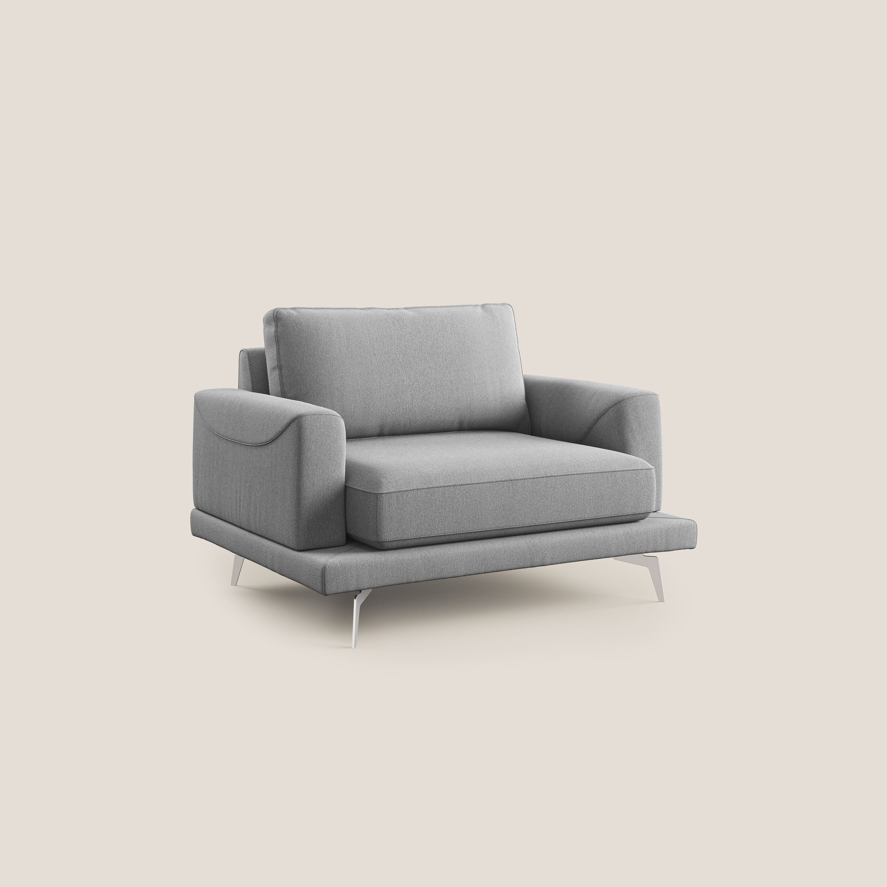 Dorian poltrona moderna in tessuto smacchiabile T05 grigio - divani.store