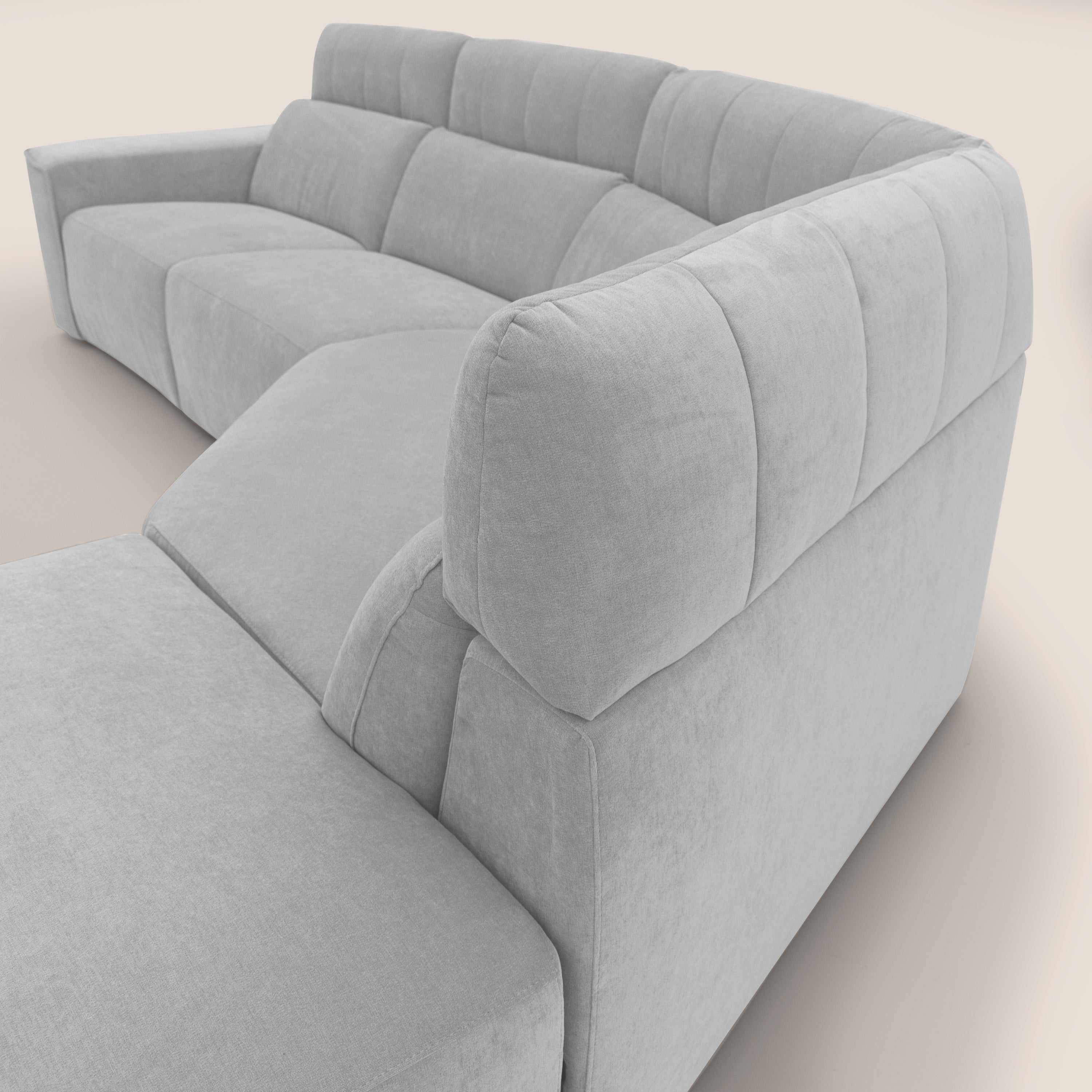 Clark Divano angolare con opzione relax elettrico in tessuto smacchiabile impermeabile T17 grigio - divani.store
