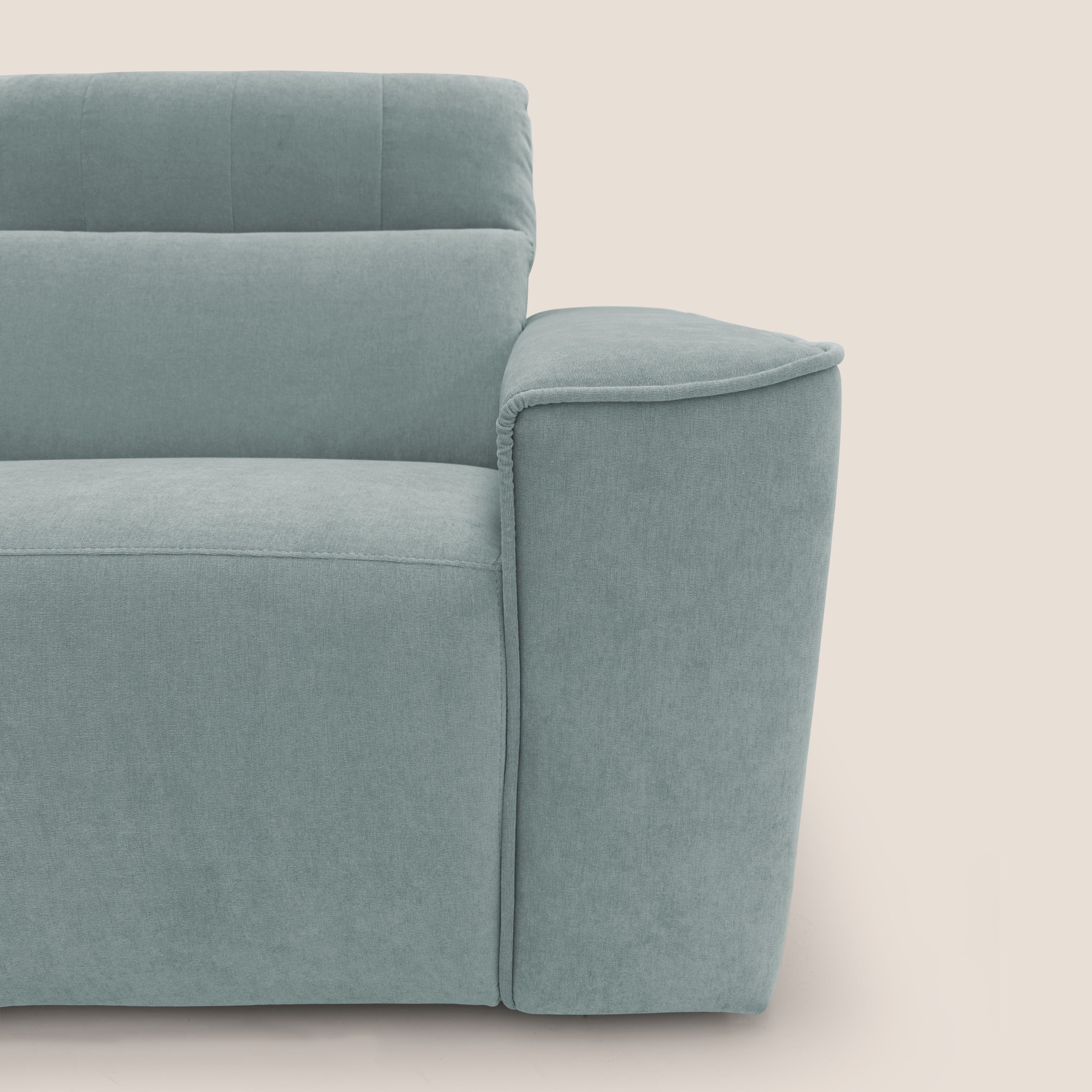 Clark Divano modulare angolare REVERSIBILE con opzione relax elettrico in tessuto smacchiabile impermeabile T17 verde acqua - divani.store