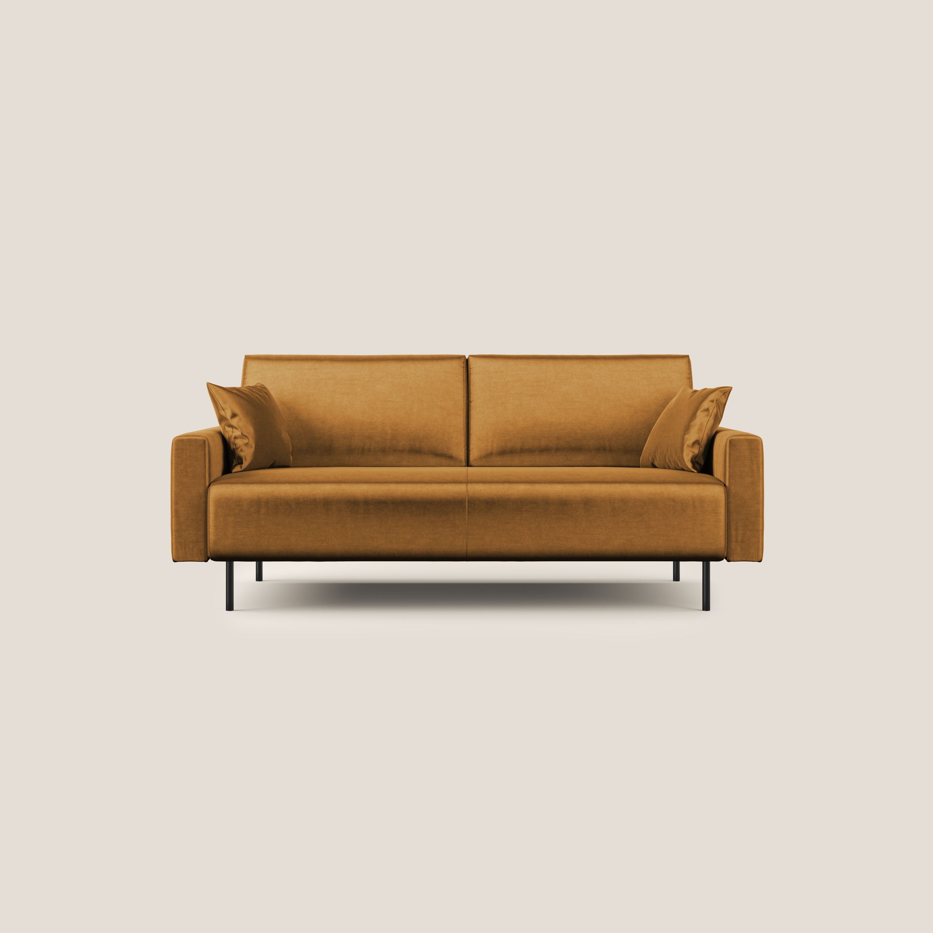 Arthur divano moderno 162 cm in velluto morbido impermeabile T01 ORO - divani.store