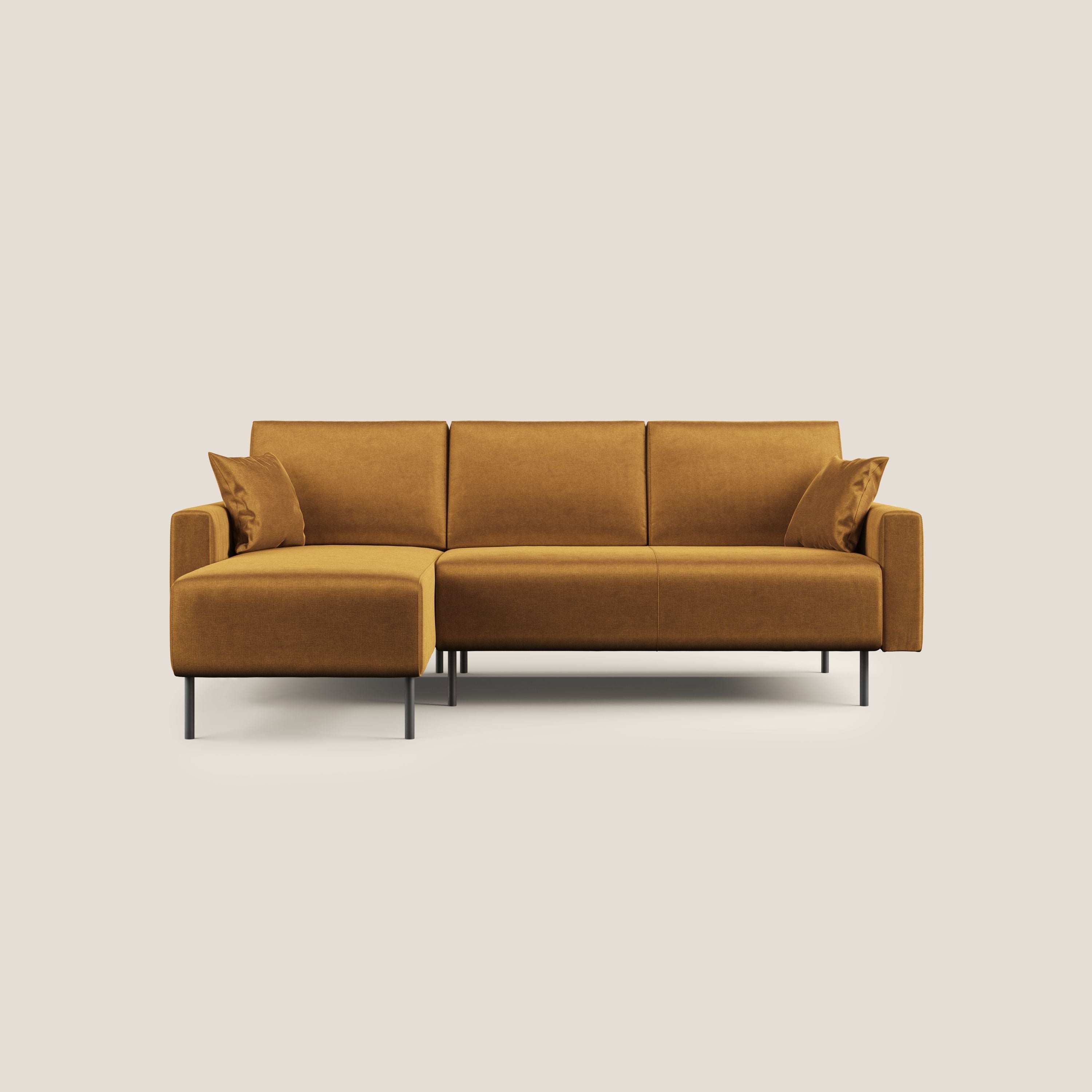 Arthur divano moderno angolare in velluto morbido impermeabile T01 oro - divani.store