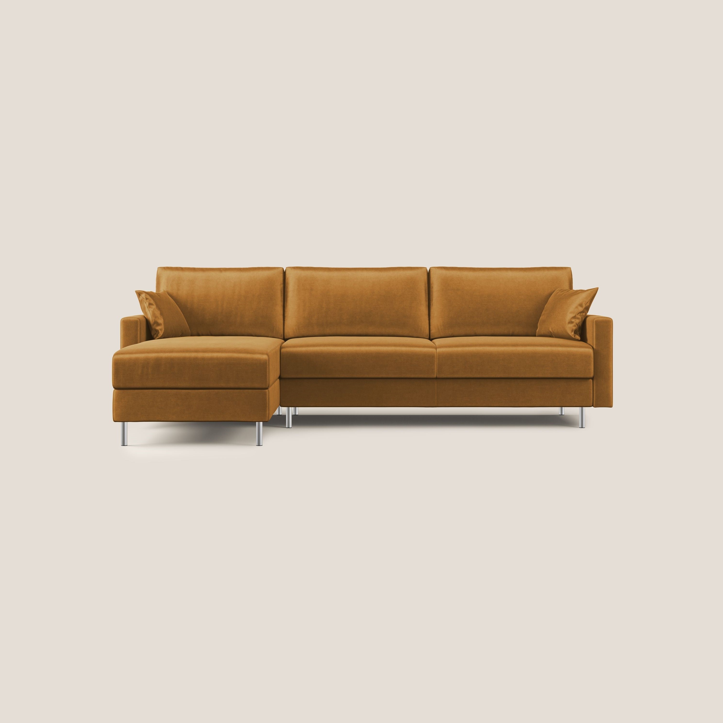 Andromeda divano letto angolare in velluto morbido impermeabile T01 oro - divani.store