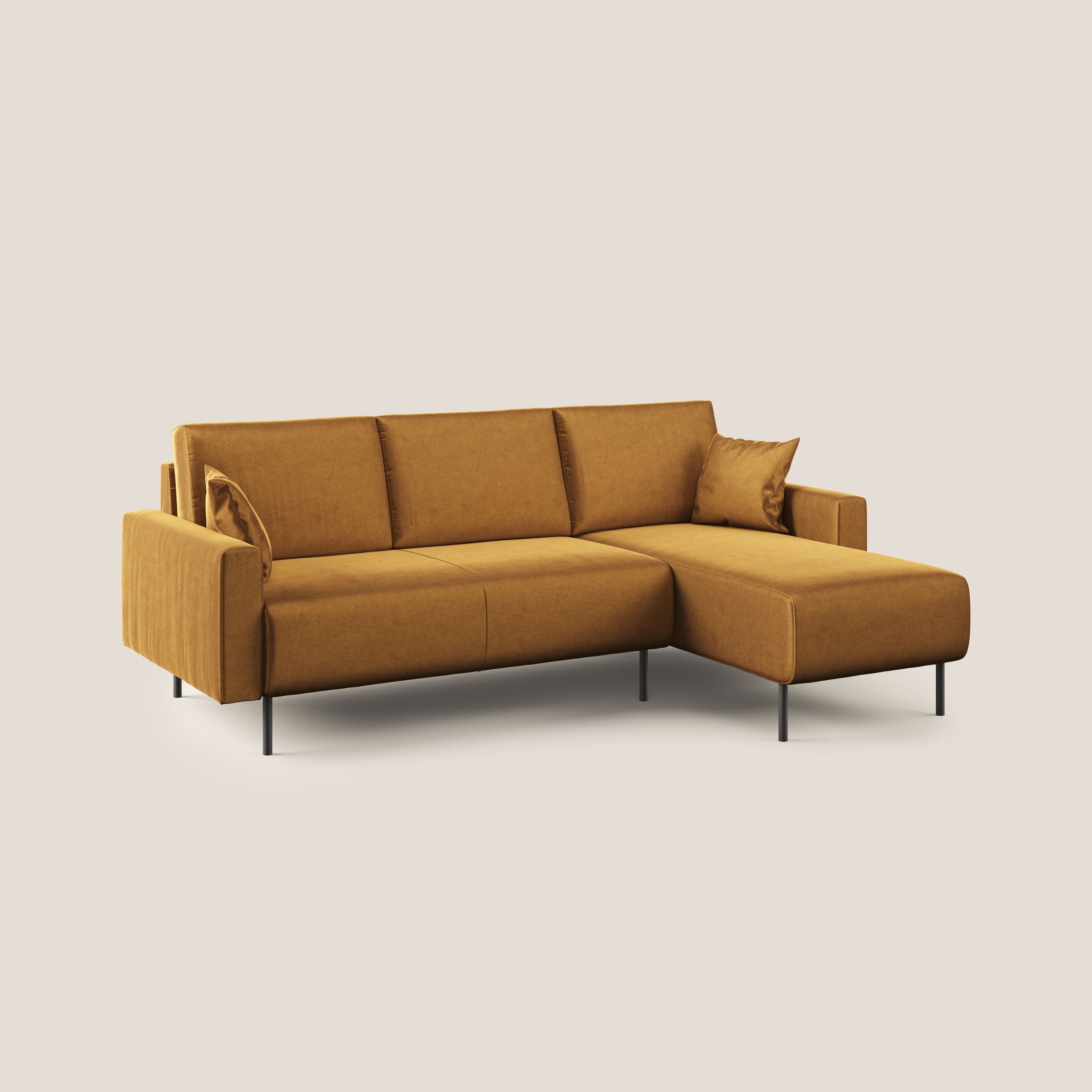 Arthur divano moderno angolare in velluto morbido impermeabile T01 oro - divani.store