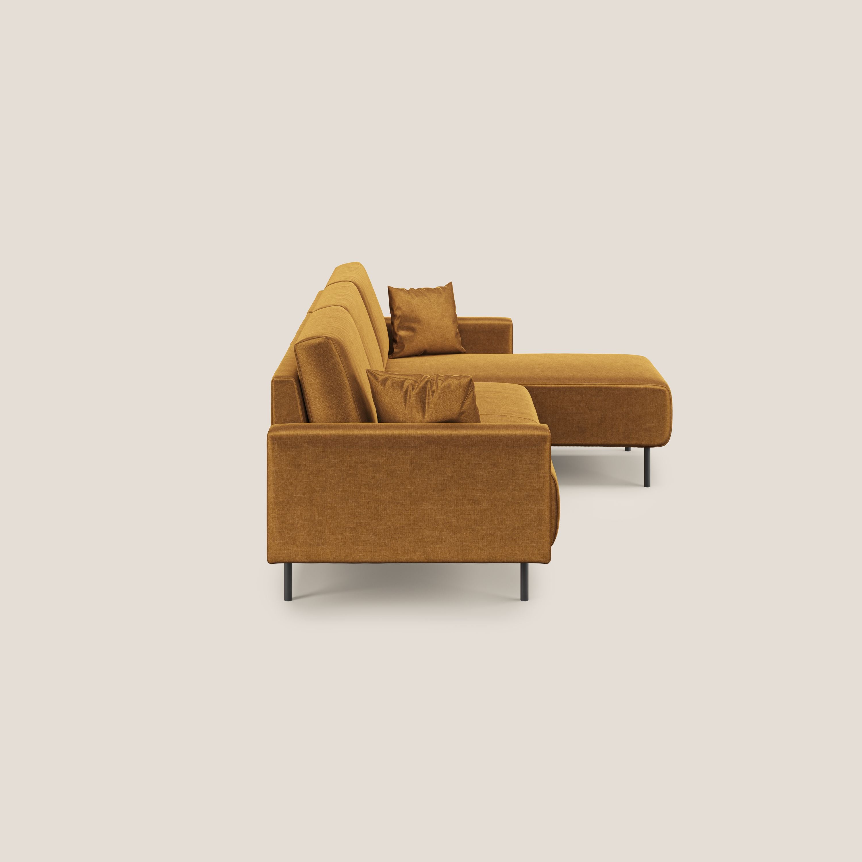 Arthur divano moderno angolare in velluto morbido impermeabile T01 oro - divani.store