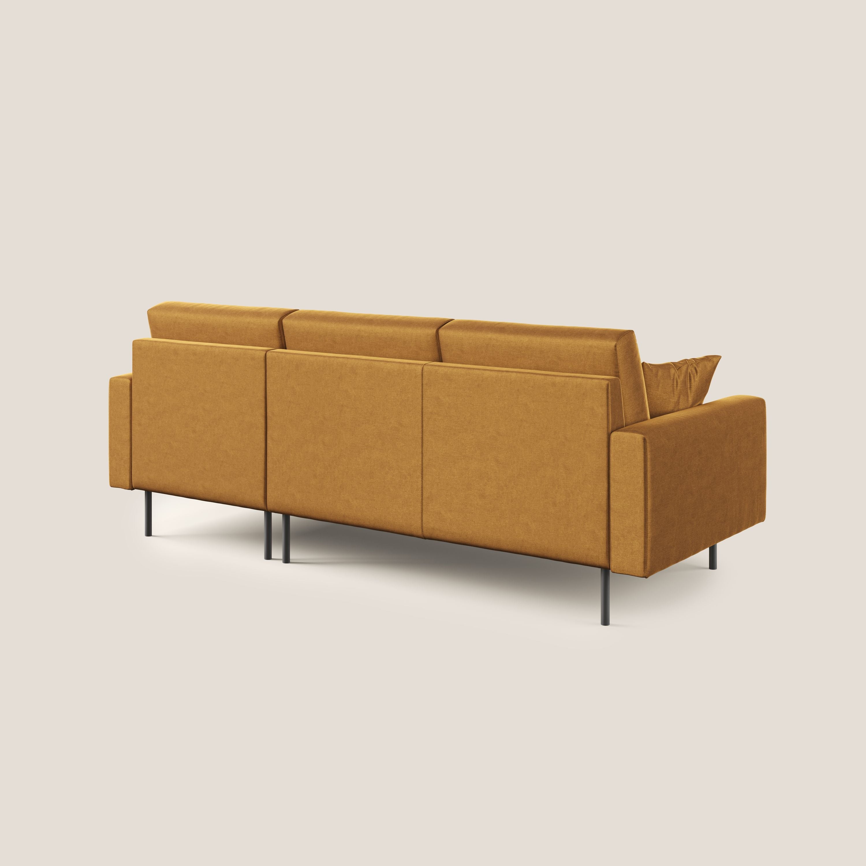 Arthur divano moderno angolare in velluto morbido impermeabile T01 oro - divani.store