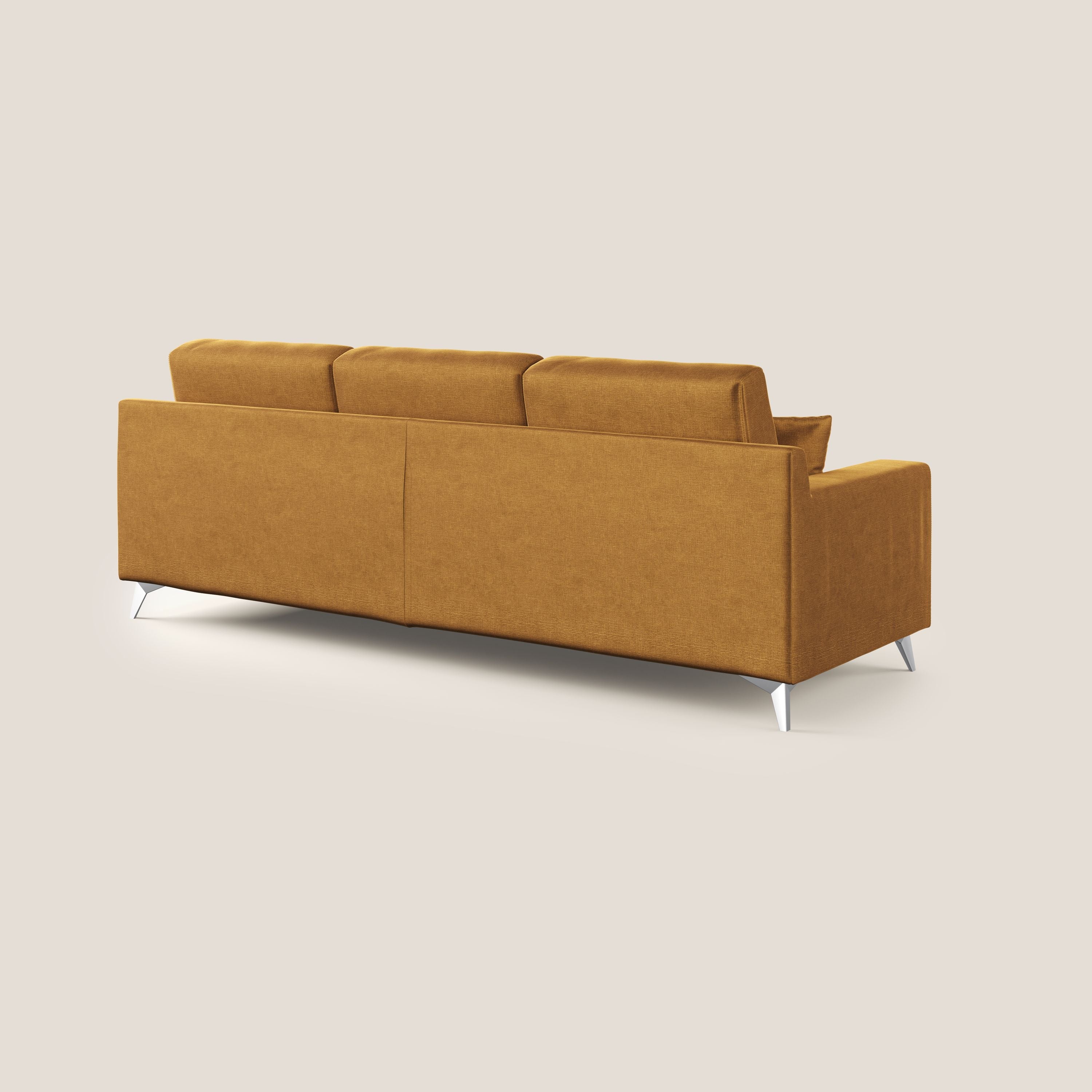 Michael divano moderno angolare con penisola in morbido velluto impermeabile T01 oro - divani.store