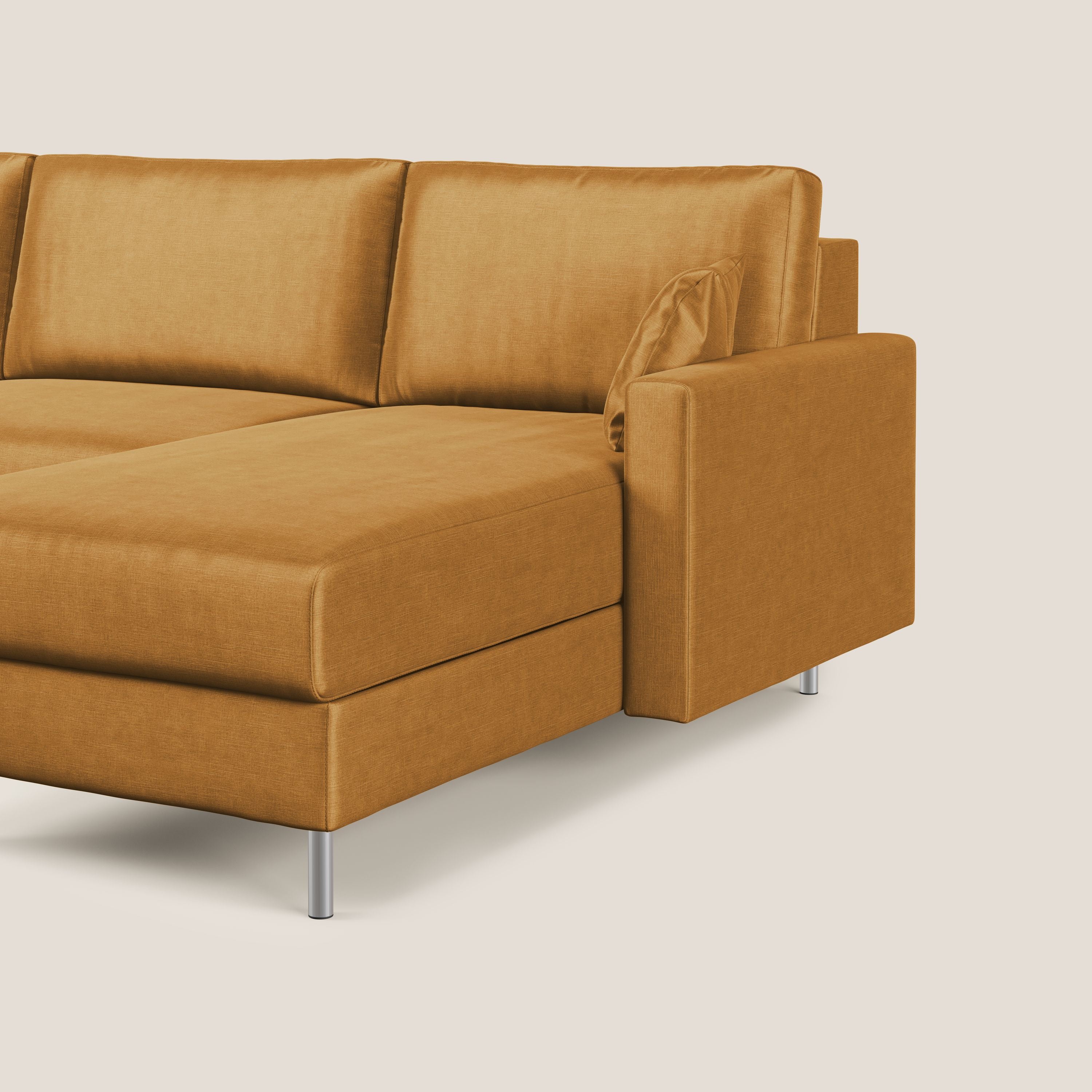 Andromeda divano letto angolare in velluto morbido impermeabile T01 oro - divani.store