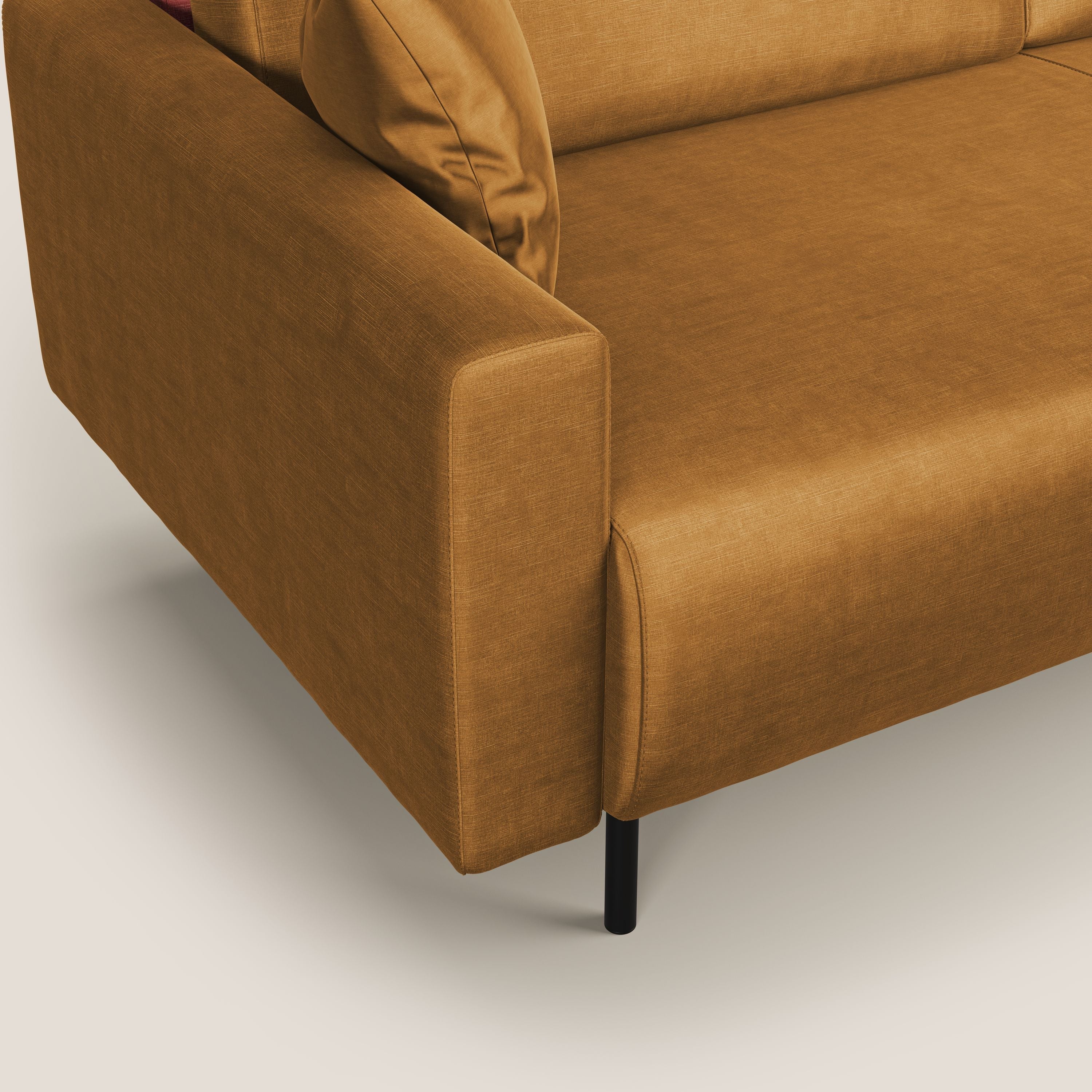 Arthur divano moderno angolare in velluto morbido impermeabile T01 oro - divani.store