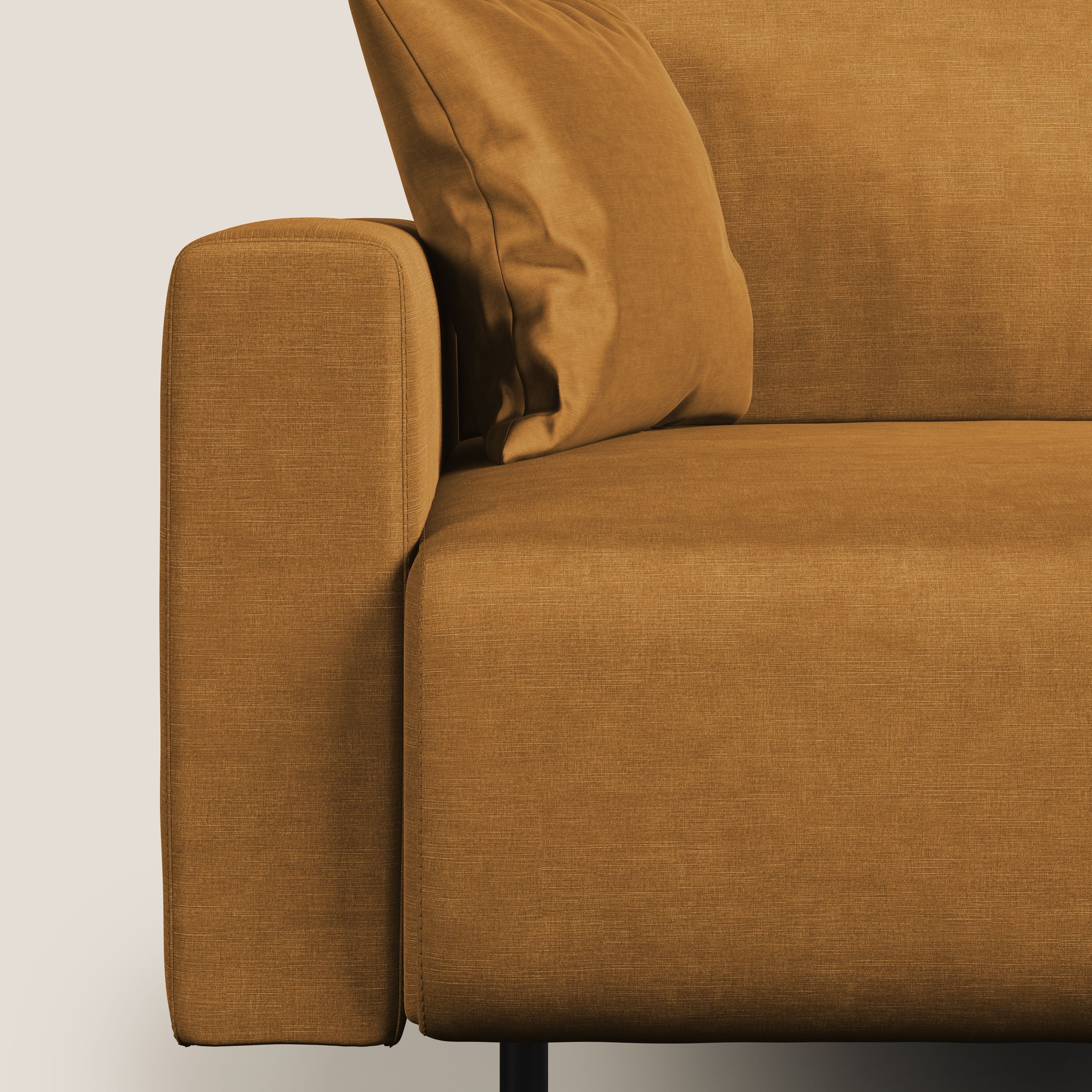 Arthur divano moderno angolare in velluto morbido impermeabile T01 oro - divani.store