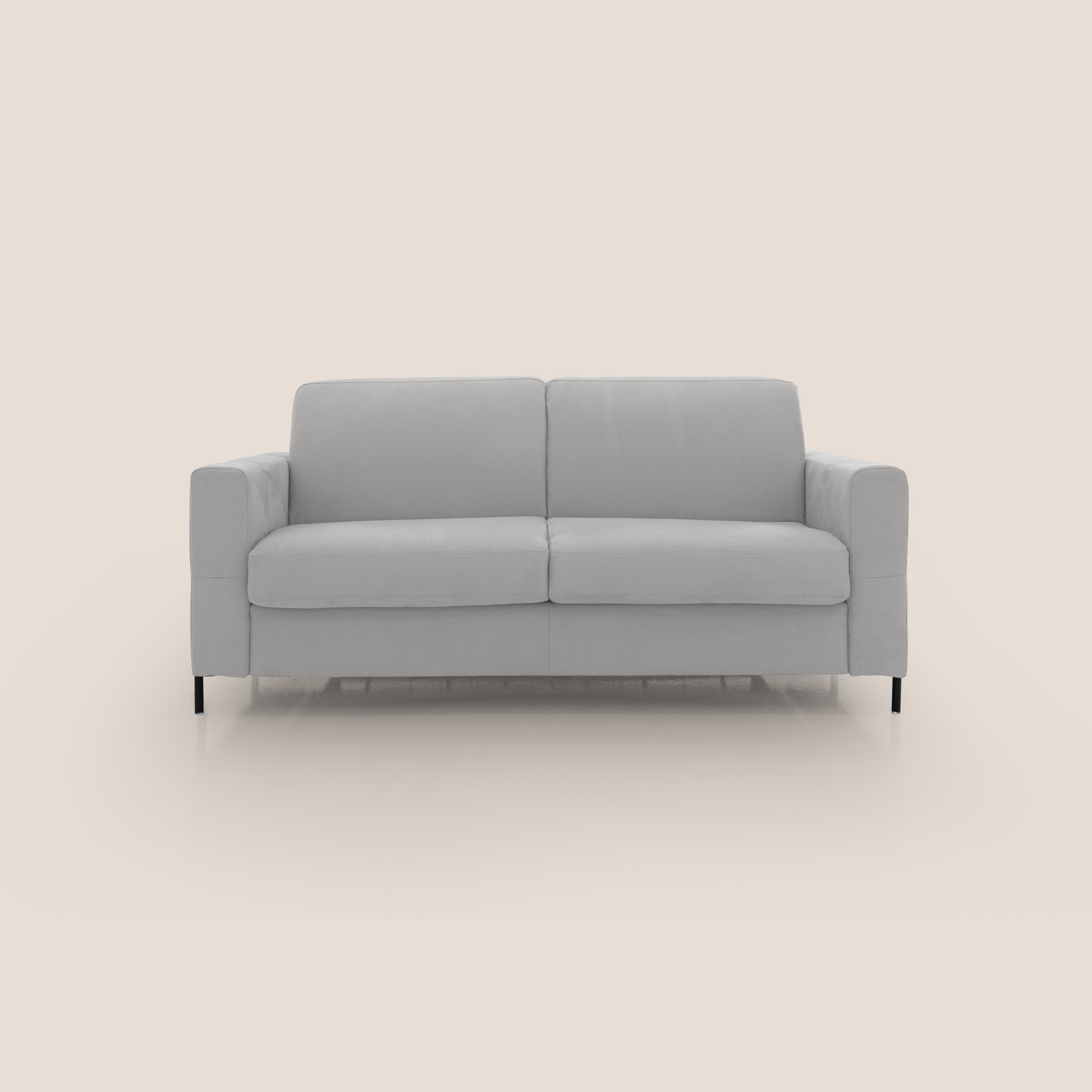 Ortensia divano letto materasso H18 cm con piedi alti in elegante microfibra smacchiabile T11 - divani.store