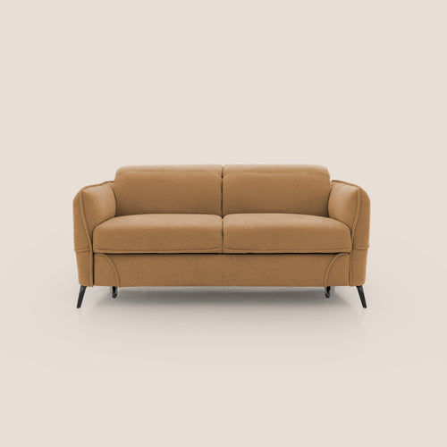 Bloom Divano con poggiapiedi estraibile piedini alti e poggiatesta reclinabili in tessuto bouclé impermeabile T07 arancio - divani.store