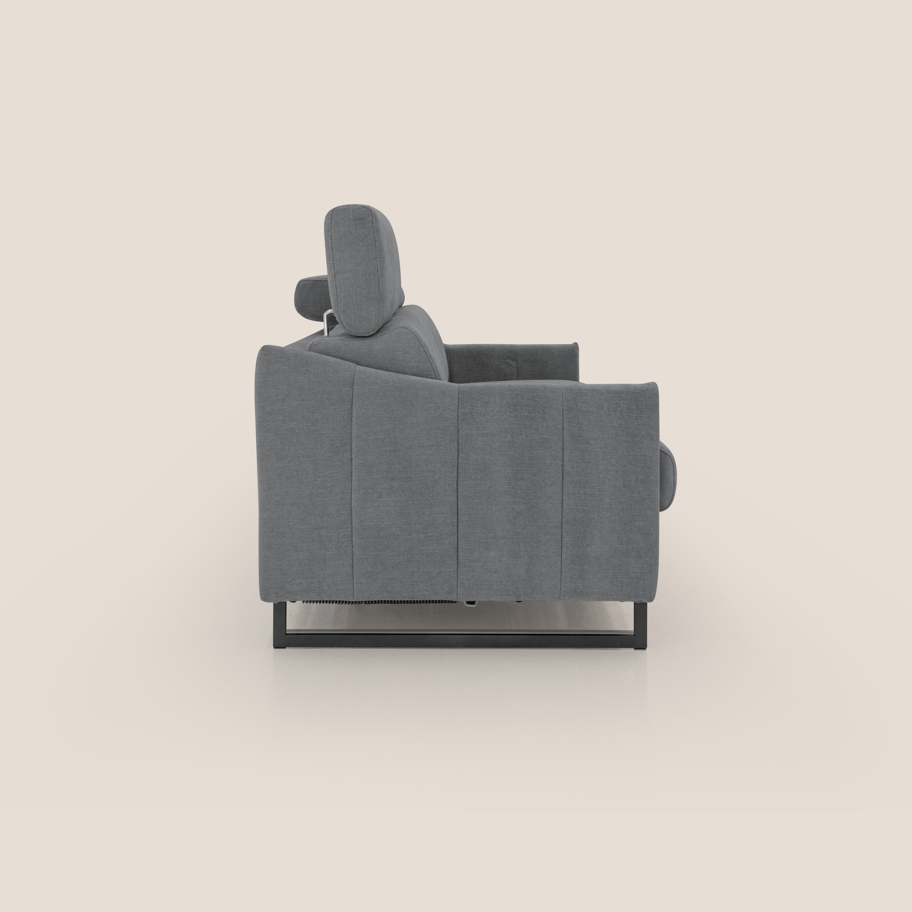 Loto divano letto salvaspazio materasso H18 cm con piedi alti in morbido tessuto impermeabile T14 grigio - divani.store