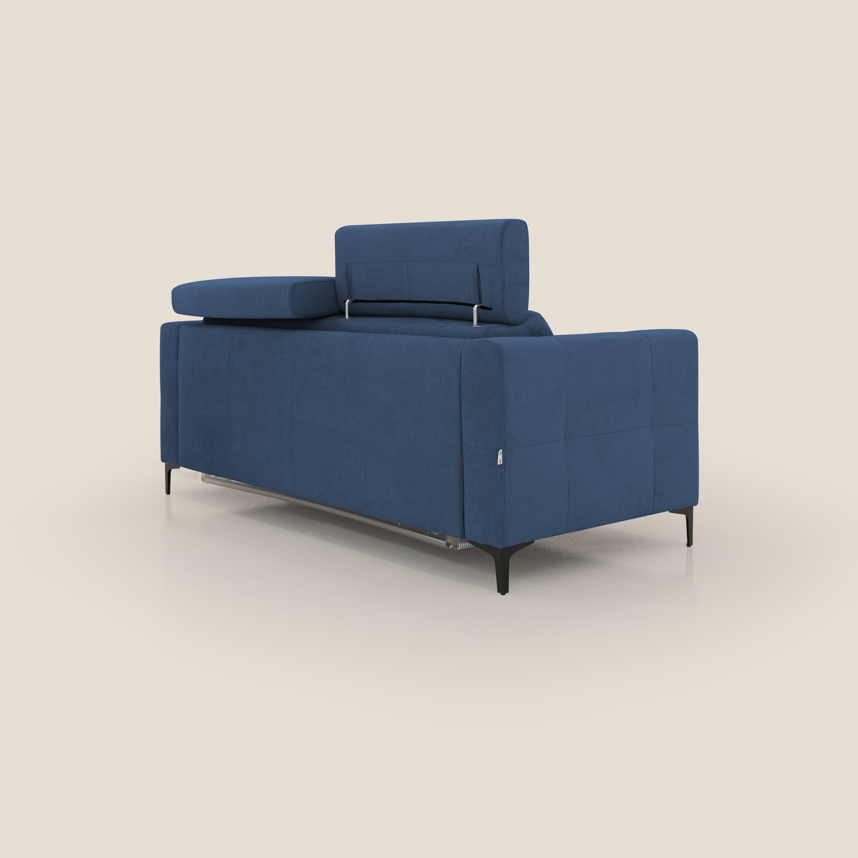 Gardenia divano letto materasso alto 18 cm con poggiatesta reclinabili e rivestimento impermeabile T02 blu - divani.store