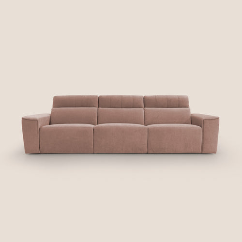 Clark Divano modulare 3 sedute con opzione relax elettrico in tessuto smacchiabile impermeabile T17 rosa - divani.store
