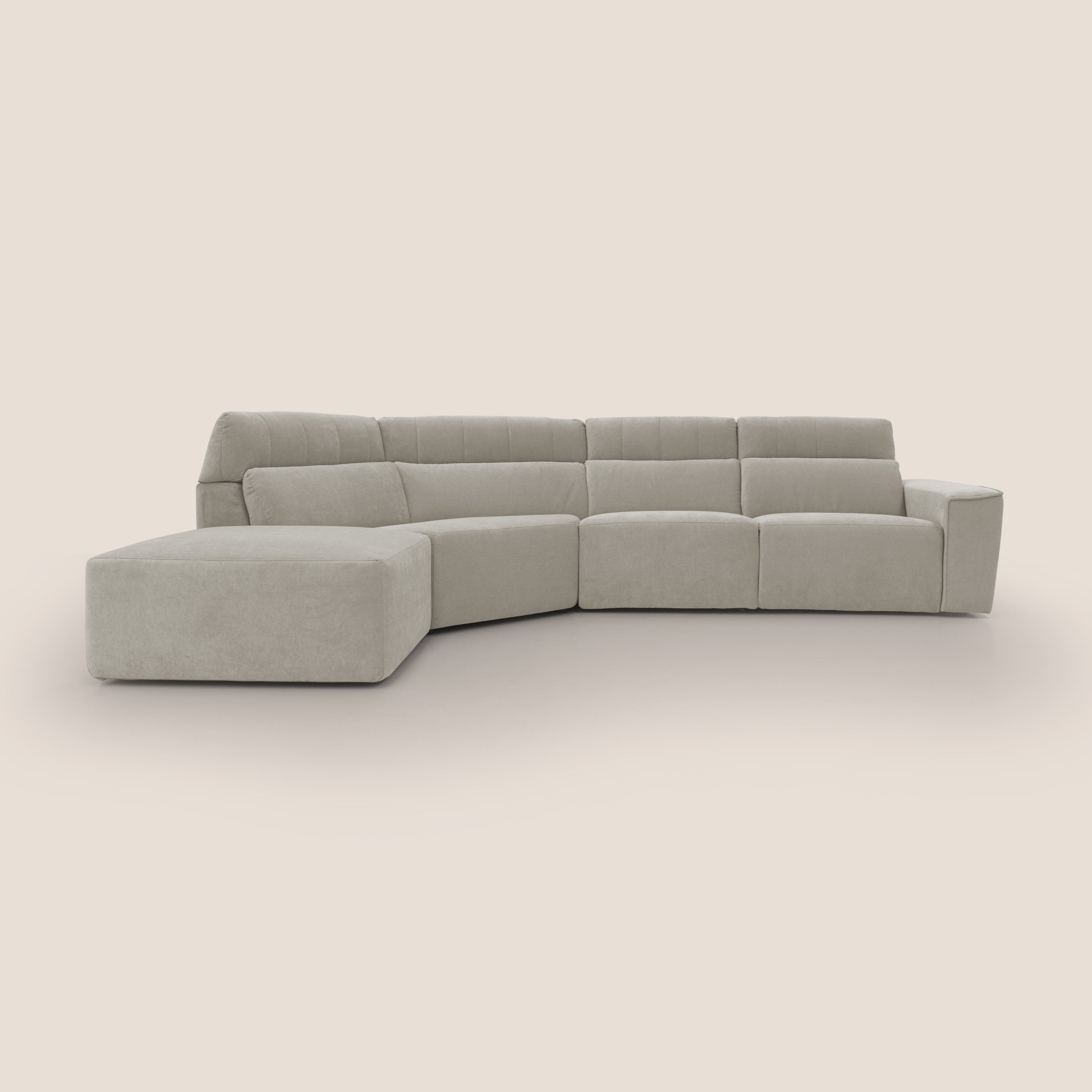 Clark Divano angolare con opzione relax elettrico in tessuto smacchiabile impermeabile T17 panna - divani.store