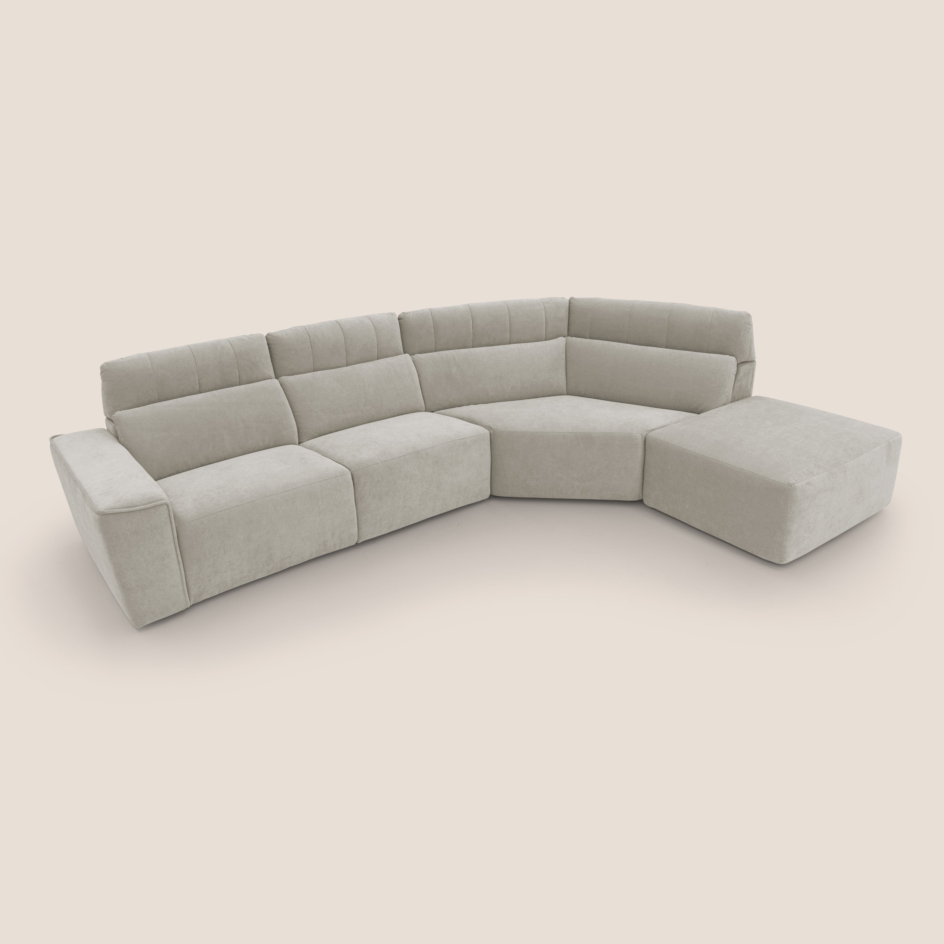Clark Divano angolare con opzione relax elettrico in tessuto smacchiabile impermeabile T17 panna - divani.store