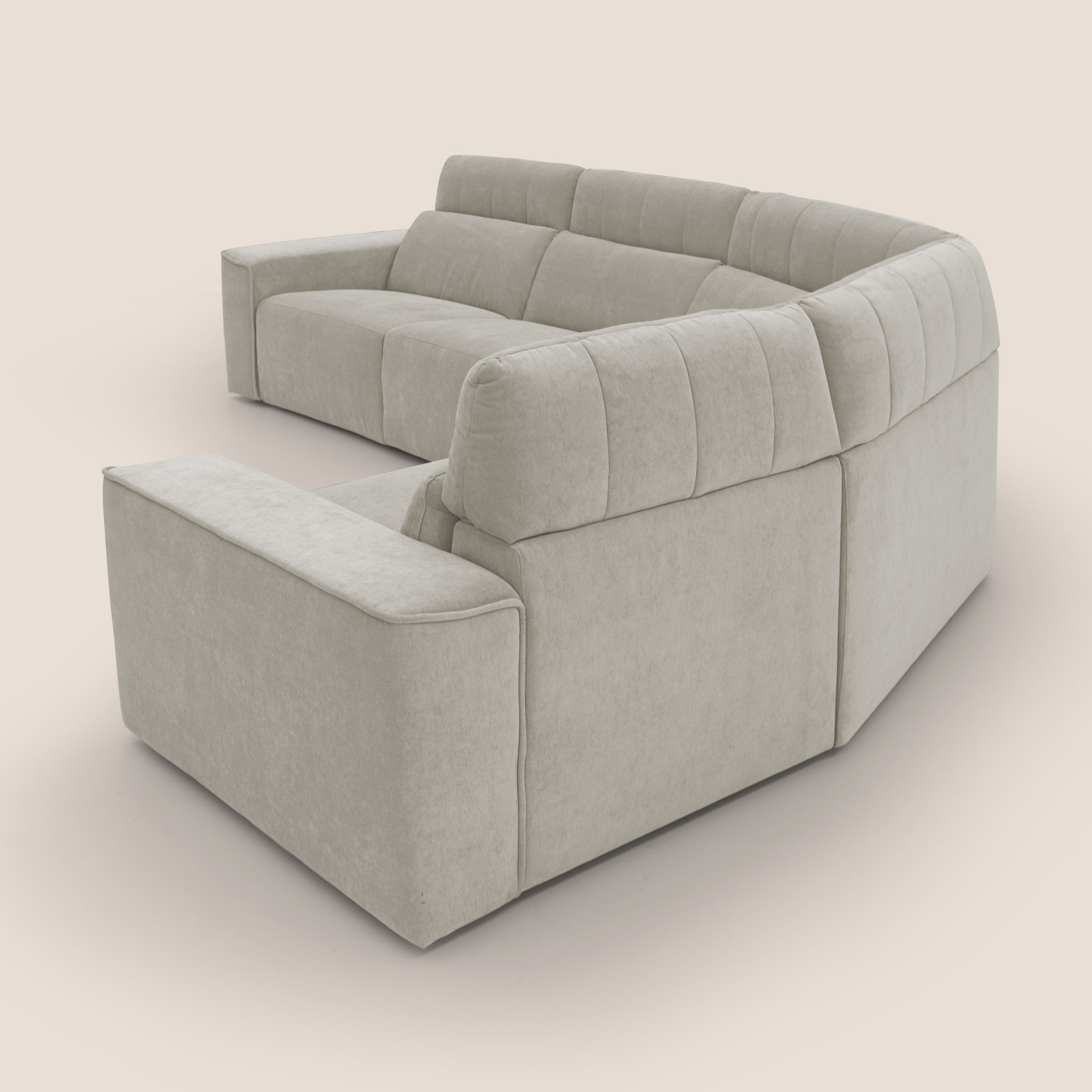Clark Divano modulare angolare REVERSIBILE con opzione relax elettrico in tessuto smacchiabile impermeabile T17 panna - divani.store