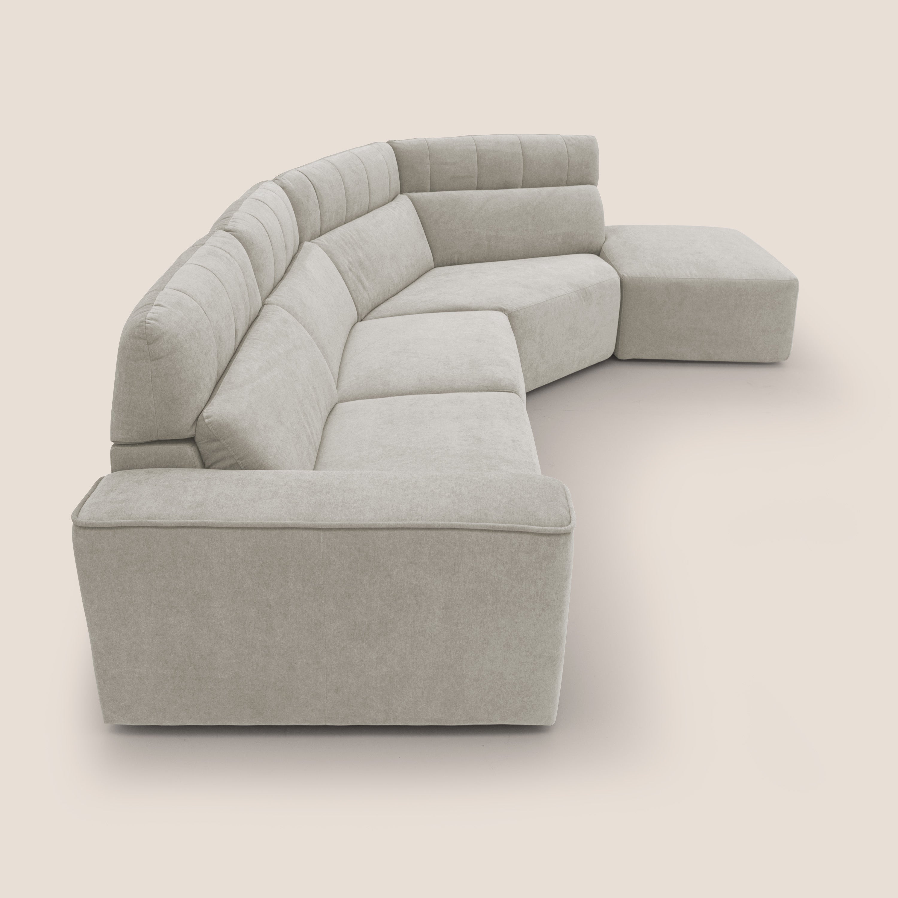 Clark Divano angolare con opzione relax elettrico in tessuto smacchiabile impermeabile T17 panna - divani.store