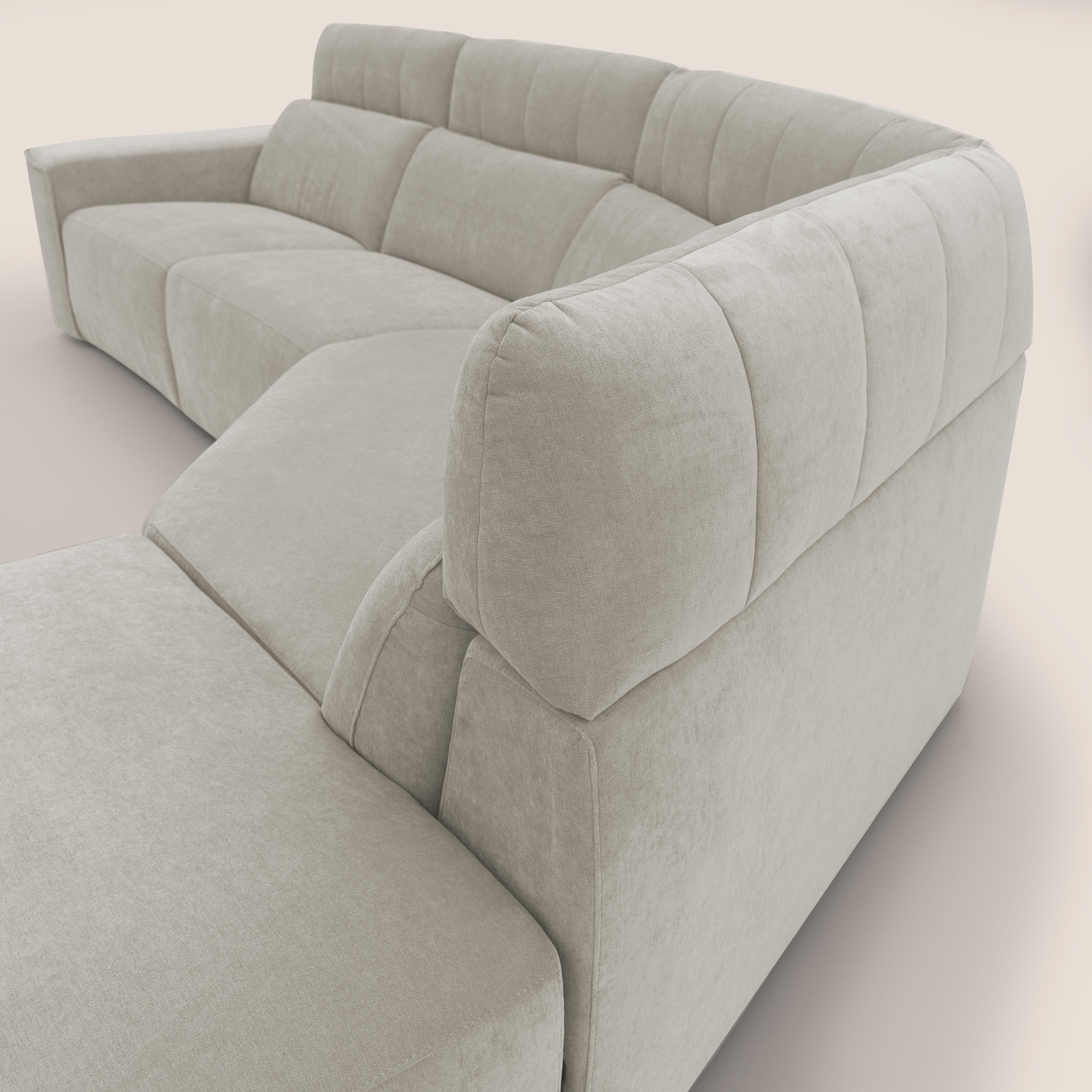 Clark Divano angolare con opzione relax elettrico in tessuto smacchiabile impermeabile T17 panna - divani.store