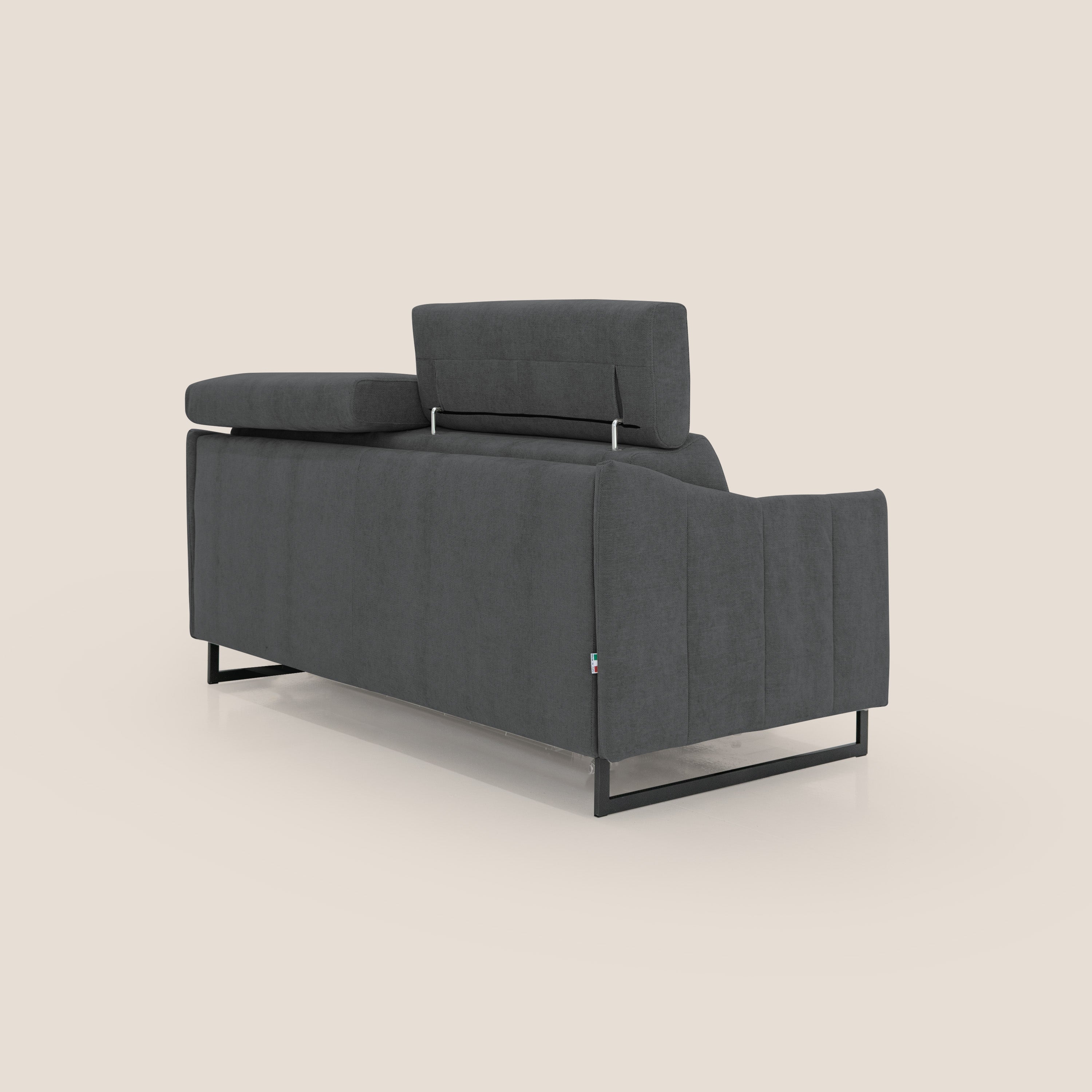 Loto divano letto salvaspazio materasso H18 cm con piedi alti in morbido tessuto impermeabile T14 antracite - divani.store