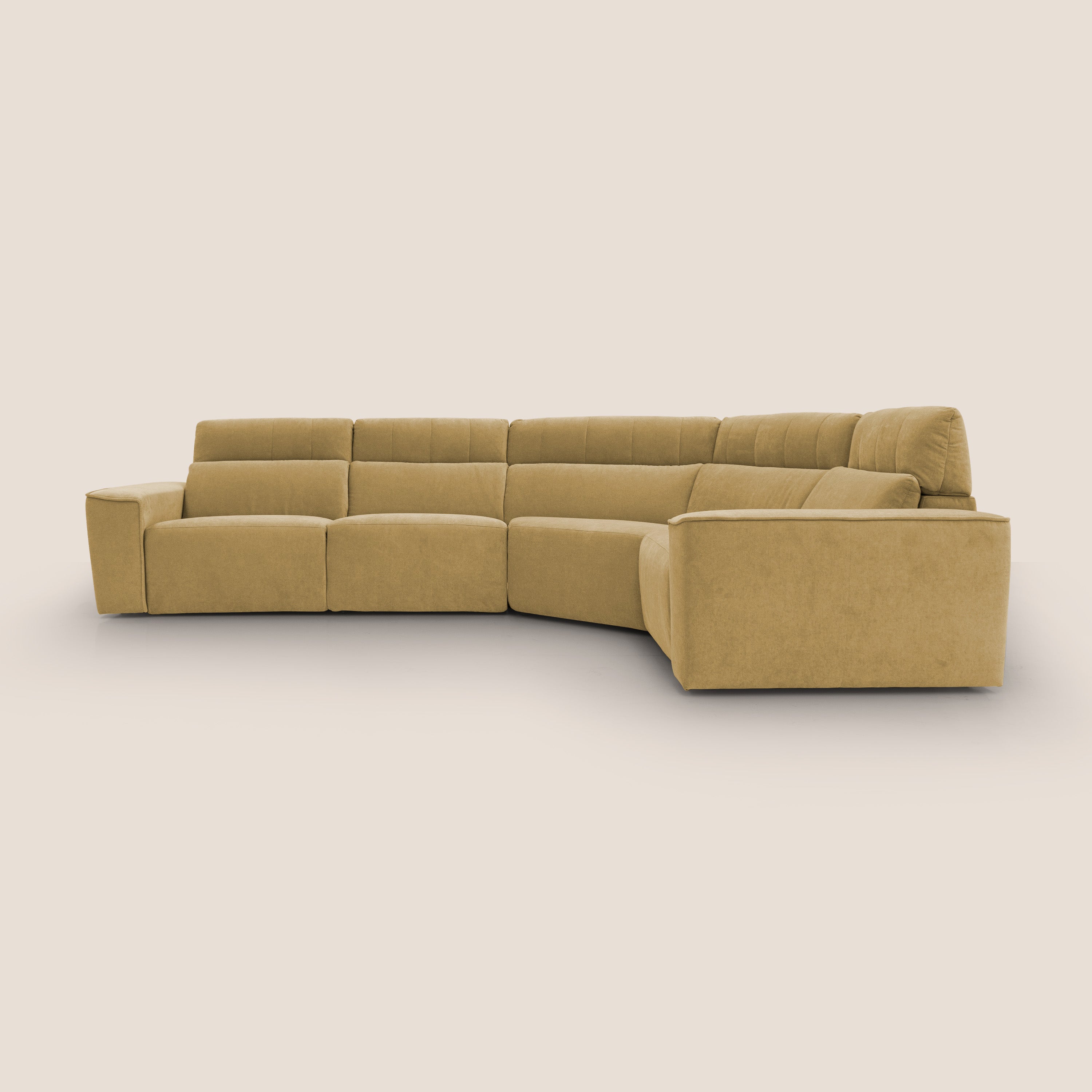 Clark Divano modulare angolare REVERSIBILE con opzione relax elettrico in tessuto smacchiabile impermeabile T17 giallo - divani.store