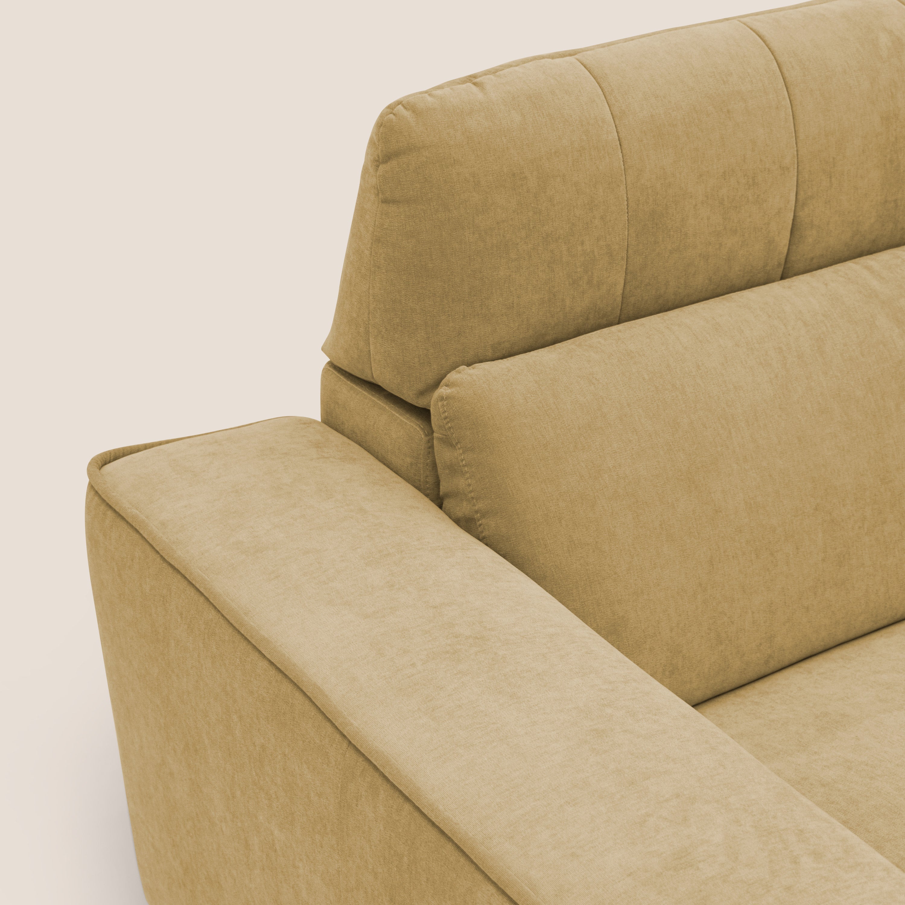 Clark Divano modulare angolare REVERSIBILE con opzione relax elettrico in tessuto smacchiabile impermeabile T17 giallo - divani.store