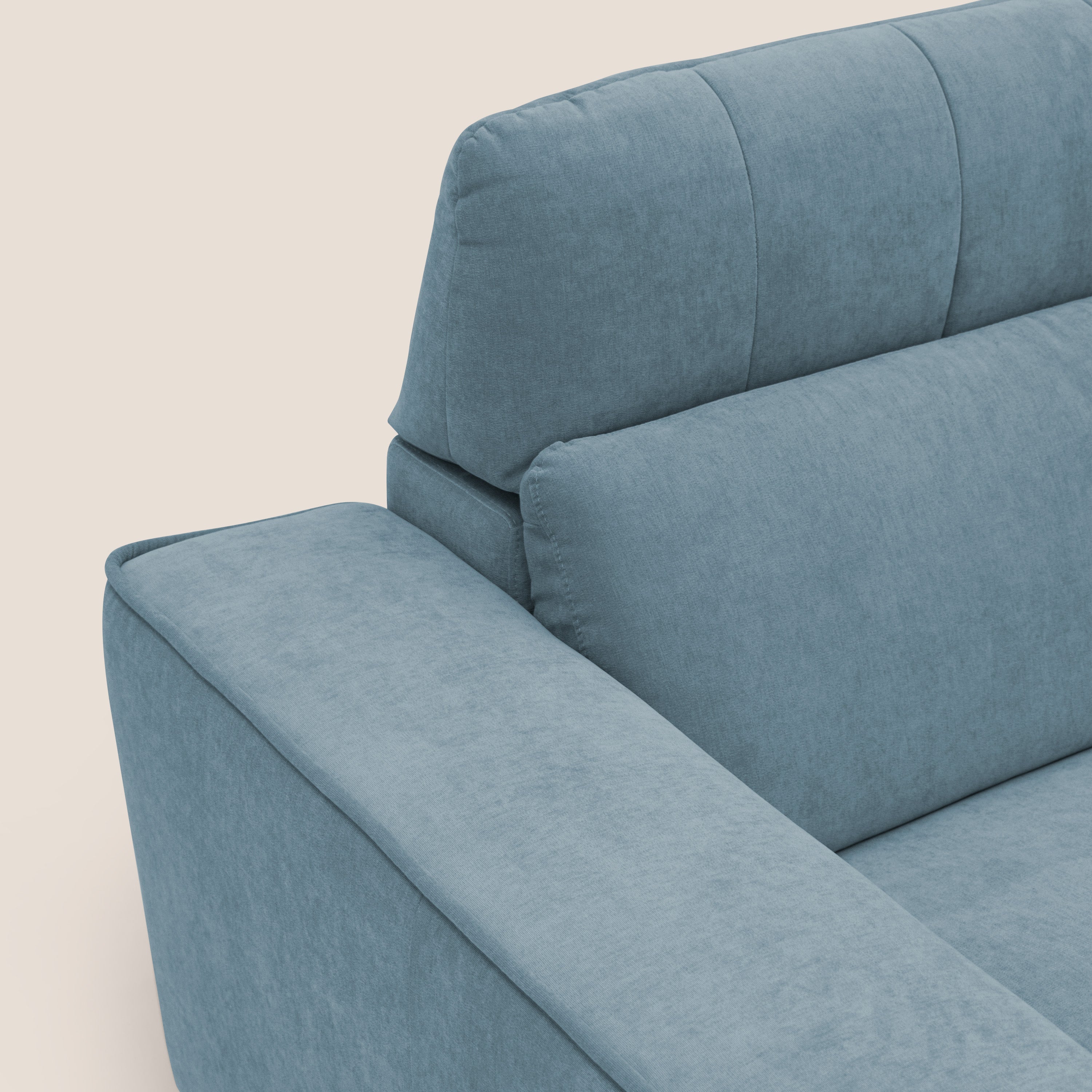 Clark Divano angolare con opzione relax elettrico in tessuto smacchiabile impermeabile T17 carta da zucchero - divani.store