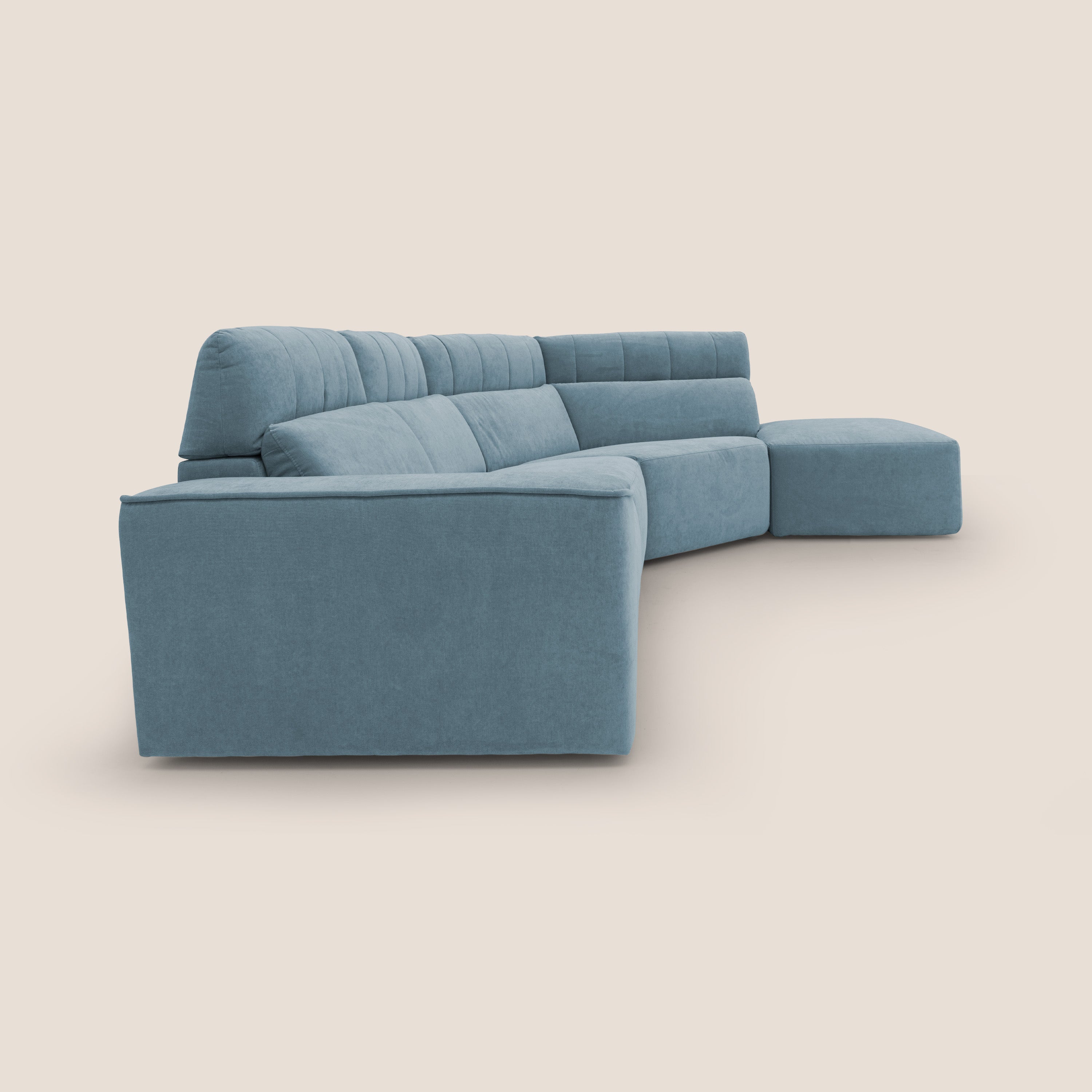 Clark Divano angolare con opzione relax elettrico in tessuto smacchiabile impermeabile T17 carta da zucchero - divani.store