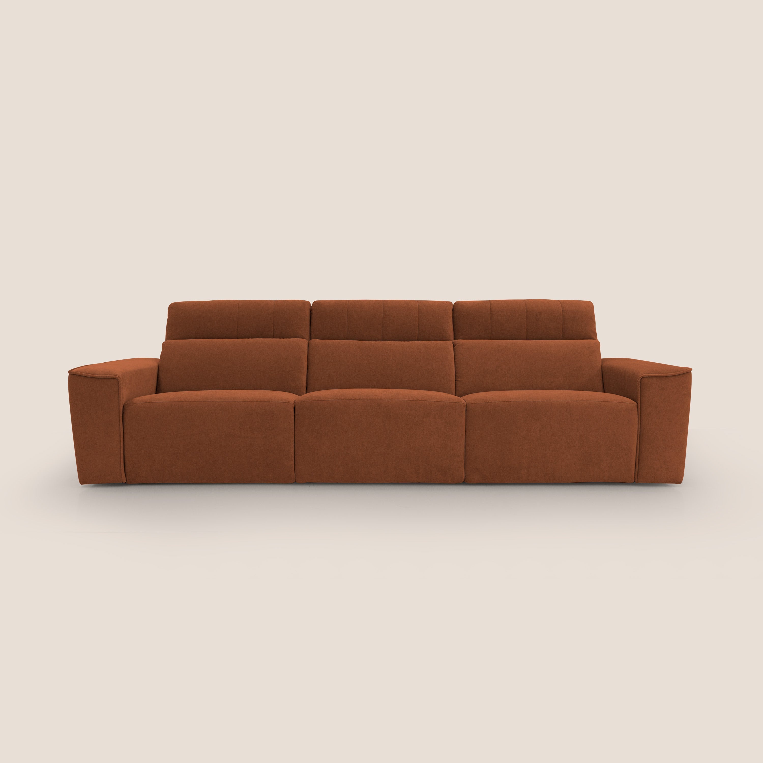 Clark Divano modulare 3 sedute con opzione relax elettrico in tessuto smacchiabile impermeabile T17 arancio - divani.store