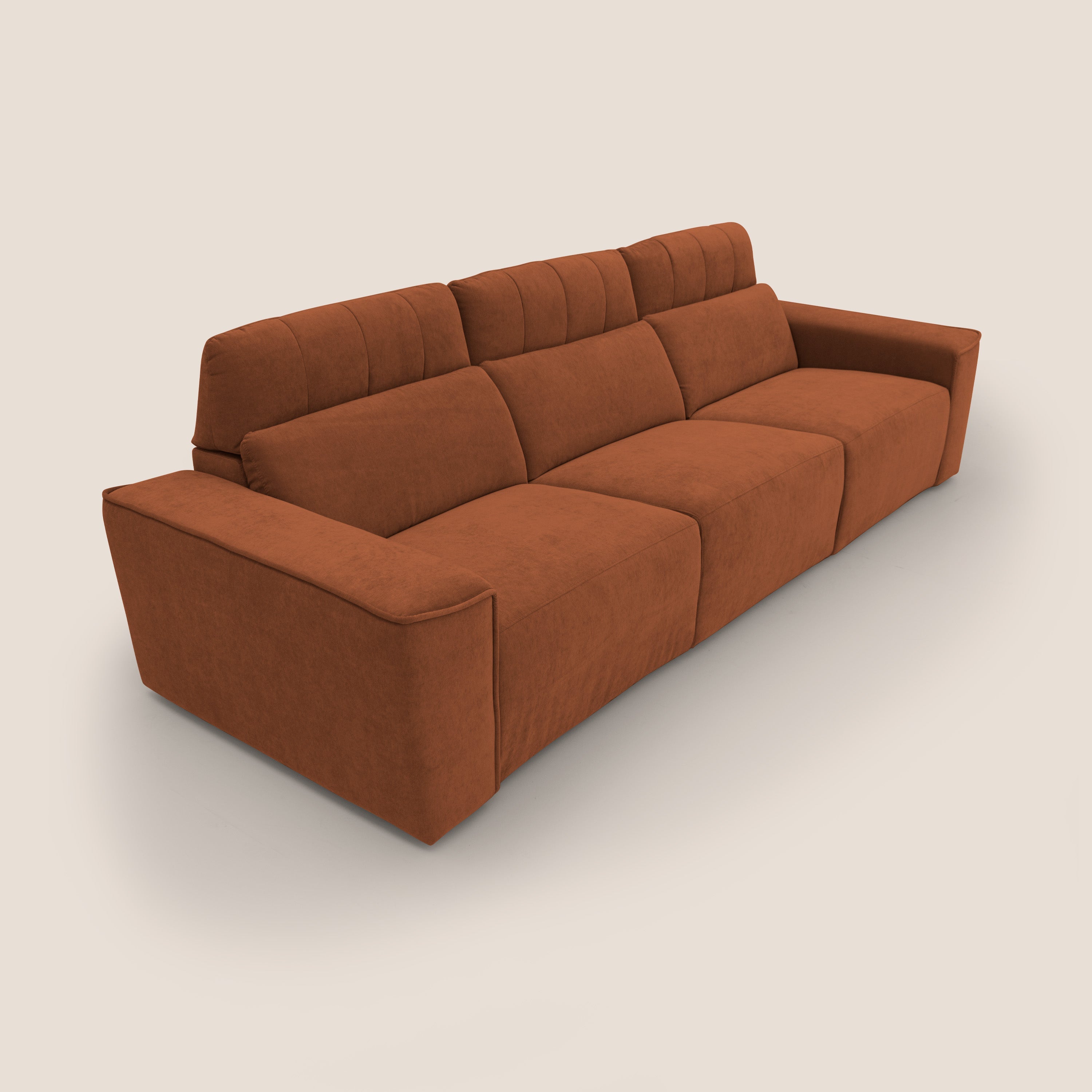Clark Divano modulare 3 sedute con opzione relax elettrico in tessuto smacchiabile impermeabile T17 arancio - divani.store