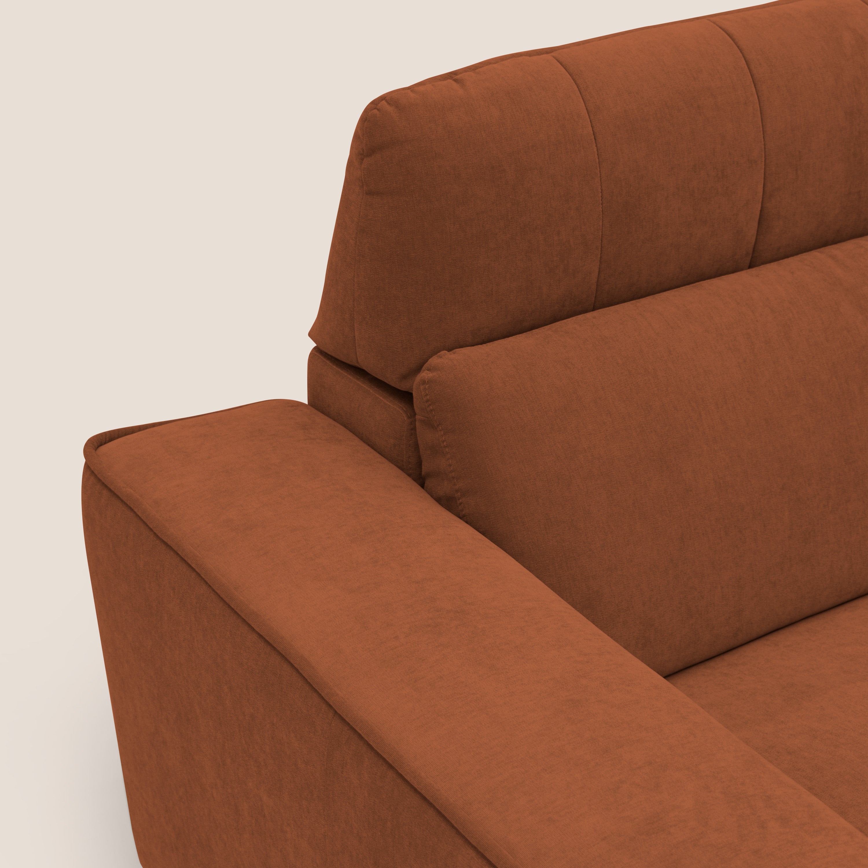 Clark Divano modulare 3 sedute con opzione relax elettrico in tessuto smacchiabile impermeabile T17 arancio - divani.store