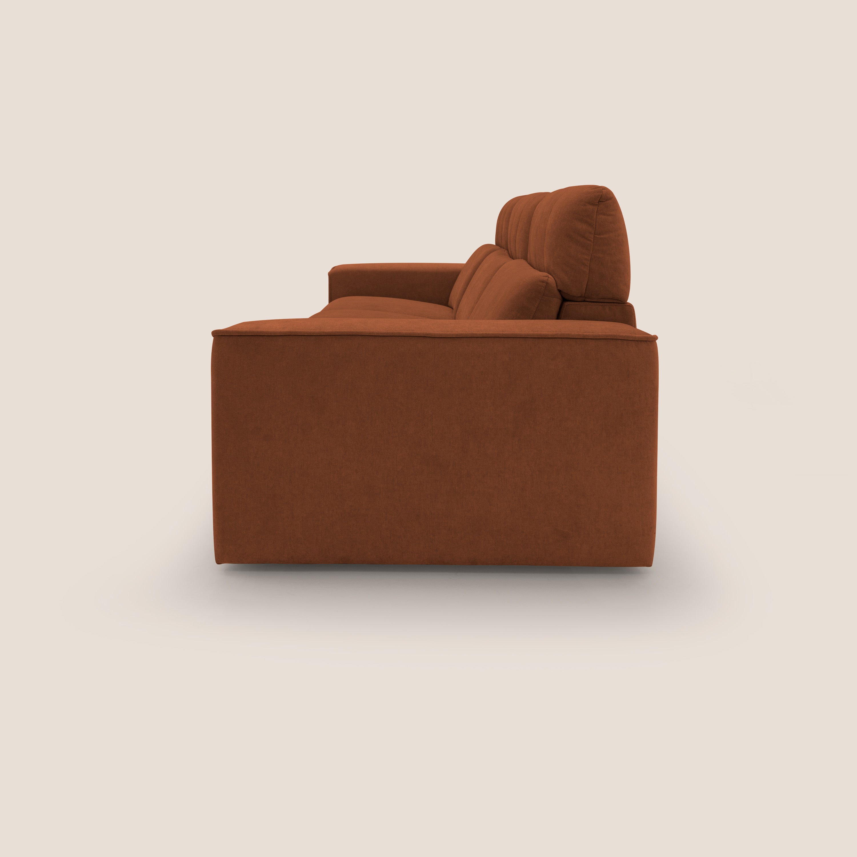 Clark Divano modulare 3 sedute con opzione relax elettrico in tessuto smacchiabile impermeabile T17 arancio - divani.store