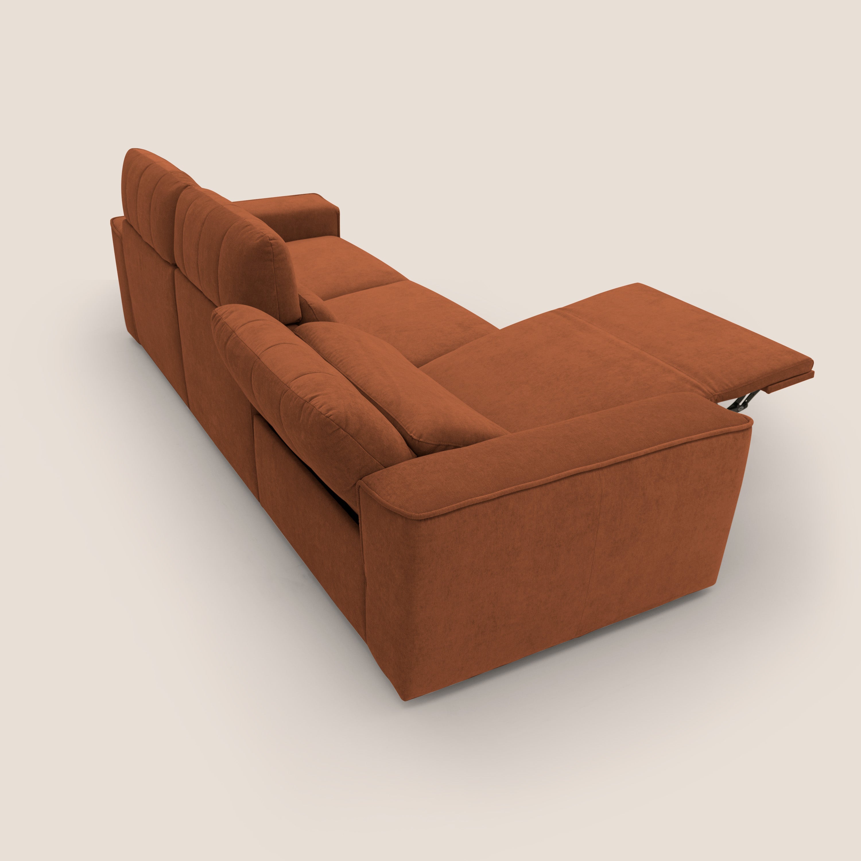 Clark Divano modulare 3 sedute con opzione relax elettrico in tessuto smacchiabile impermeabile T17 arancio - divani.store
