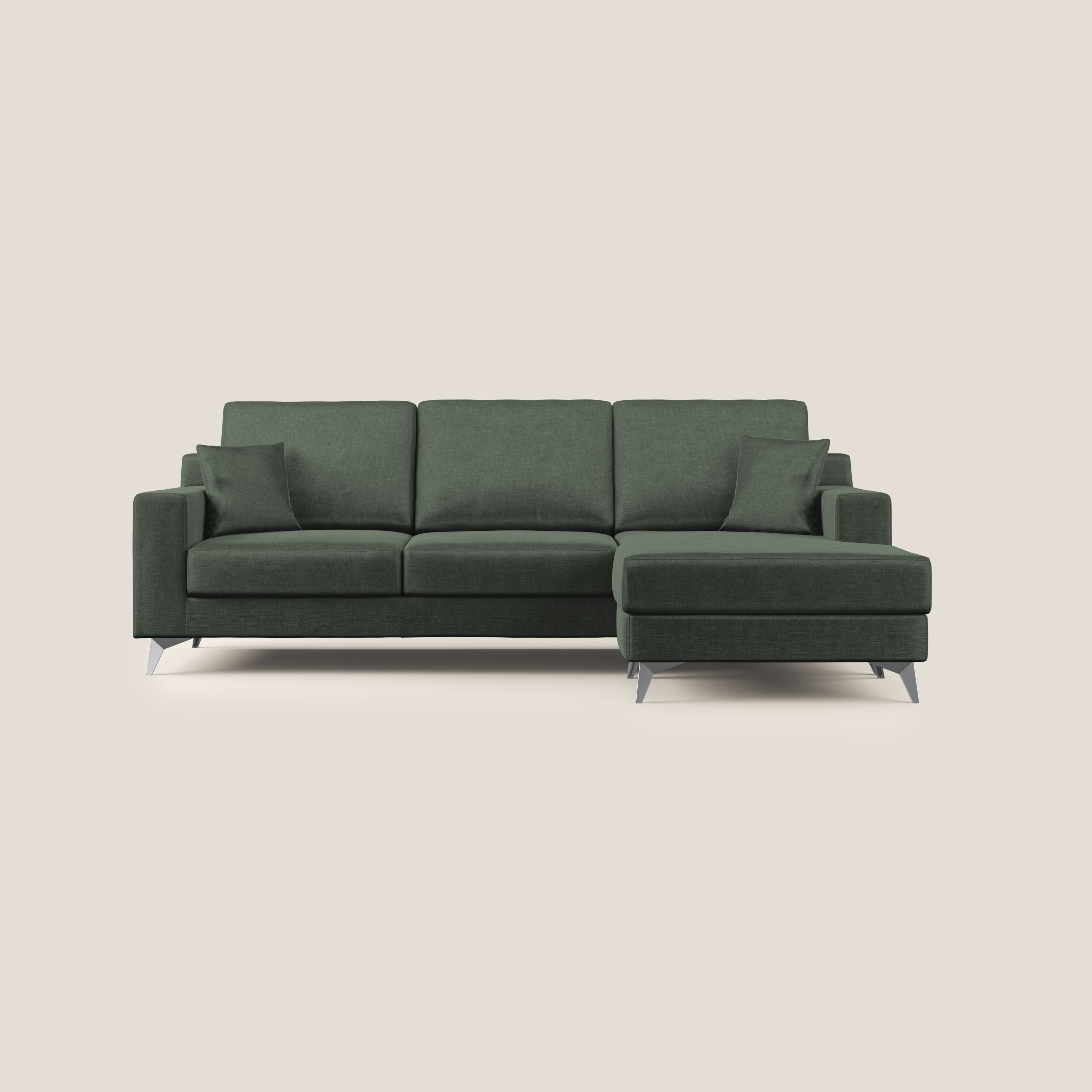 Michael divano moderno angolare con penisola in morbido velluto impermeabile T01 verde - divani.store