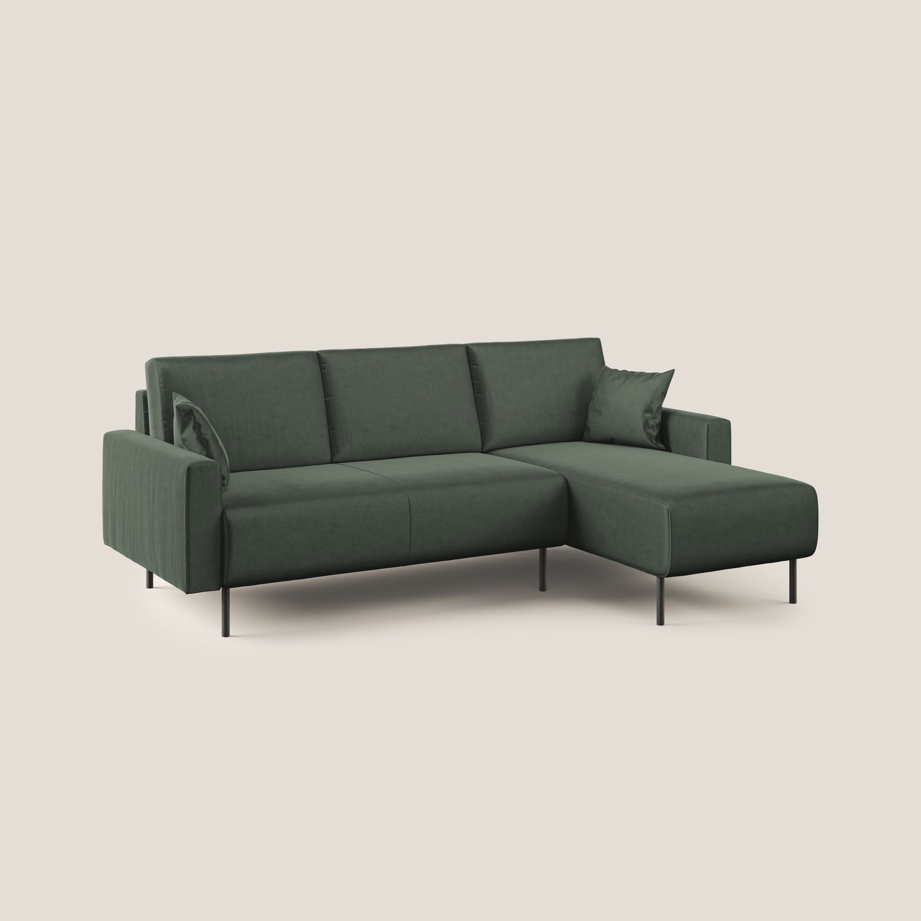 Arthur divano moderno angolare in velluto morbido impermeabile T01 verde - divani.store
