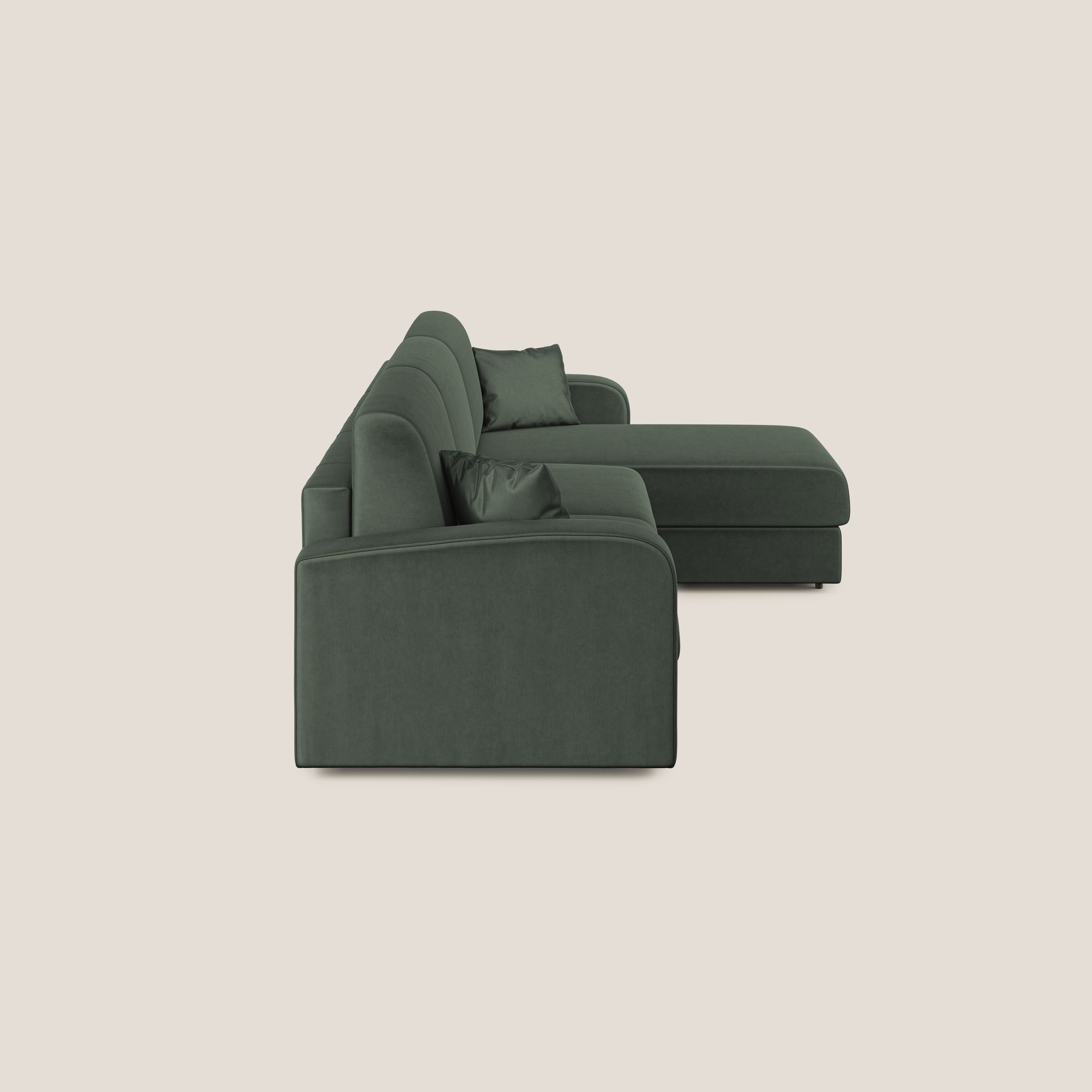 Lebron Divano letto angolare con penisola in velluto morbido T01 verde - divani.store