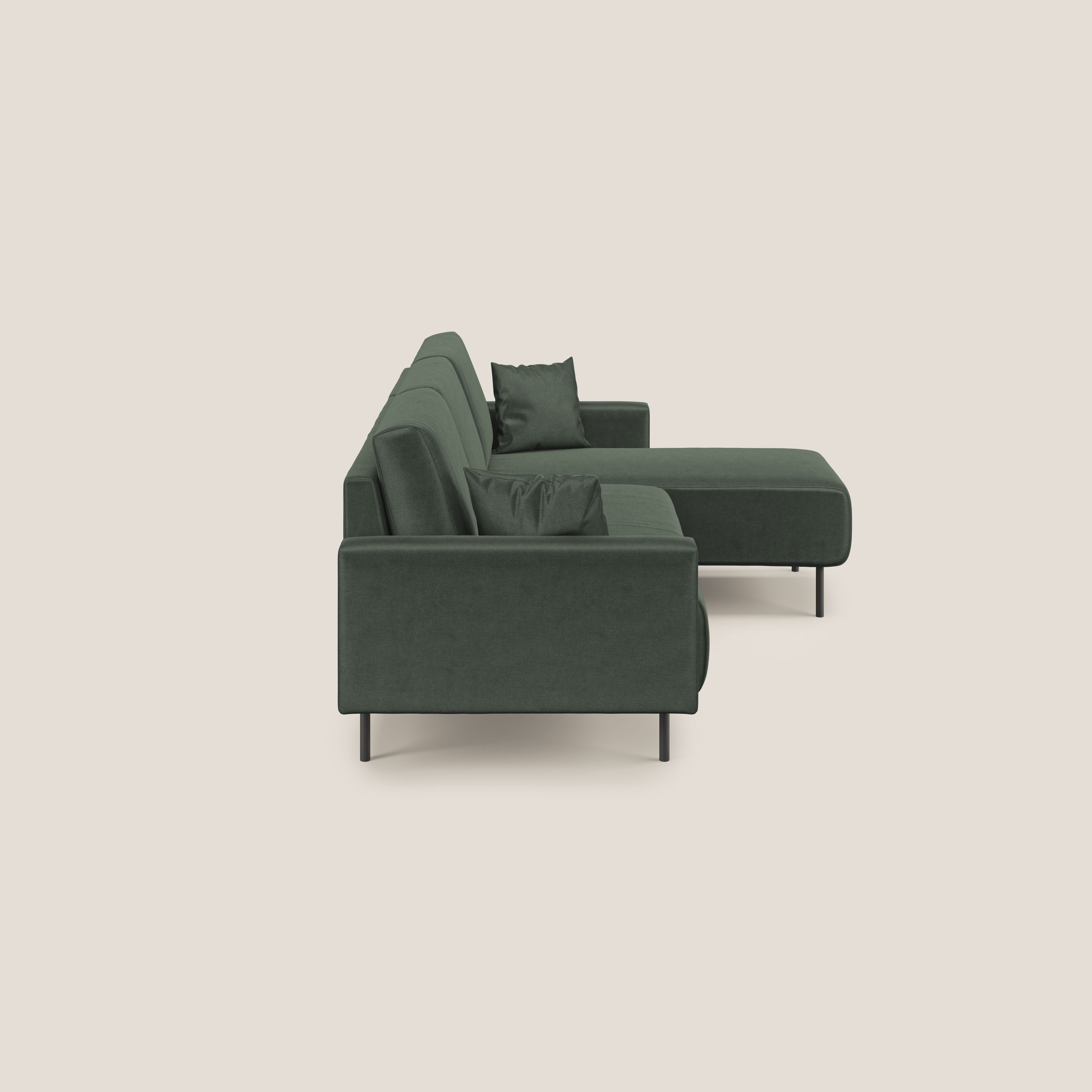 Arthur divano moderno angolare in velluto morbido impermeabile T01 verde - divani.store