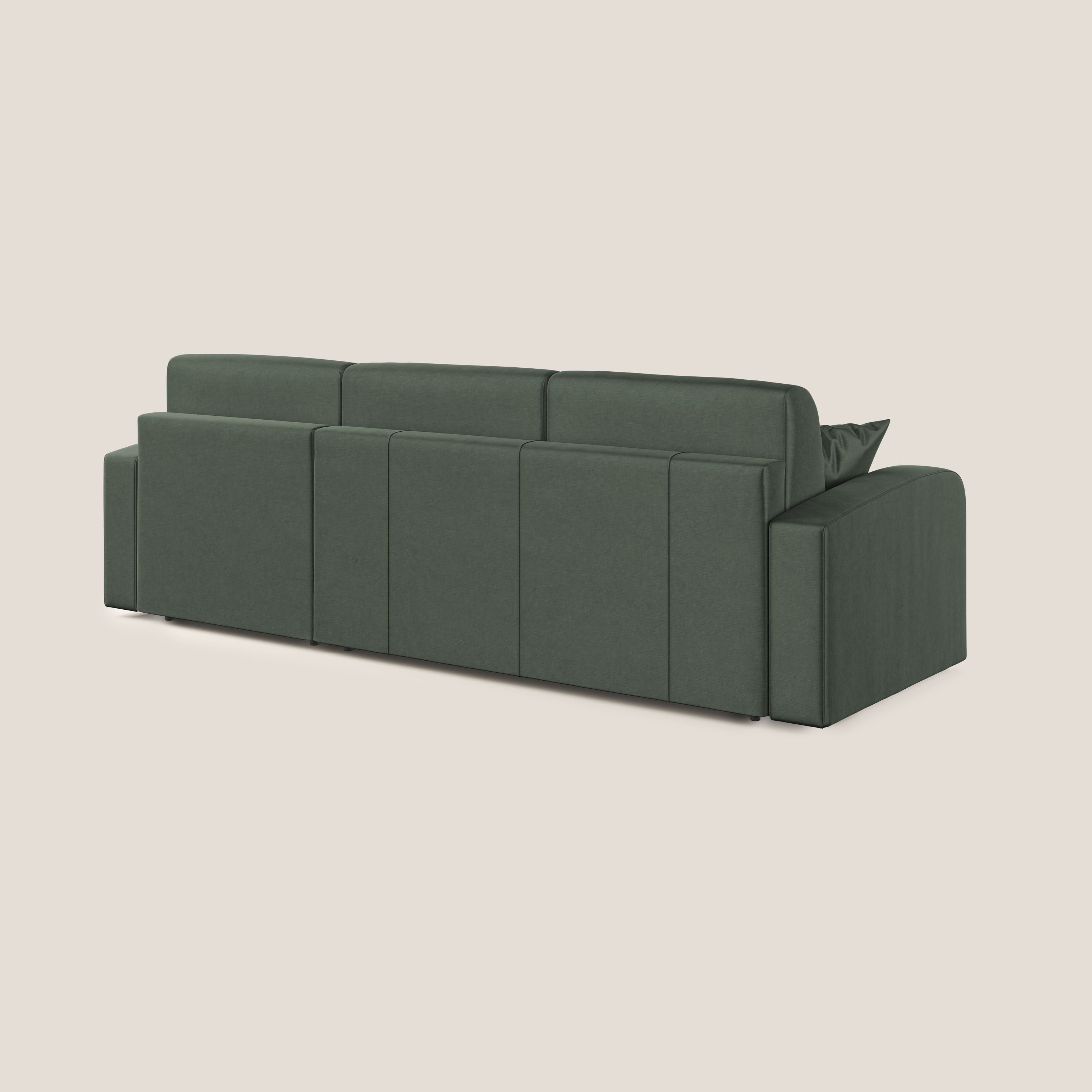 Lebron Divano letto angolare con penisola in velluto morbido T01 verde - divani.store