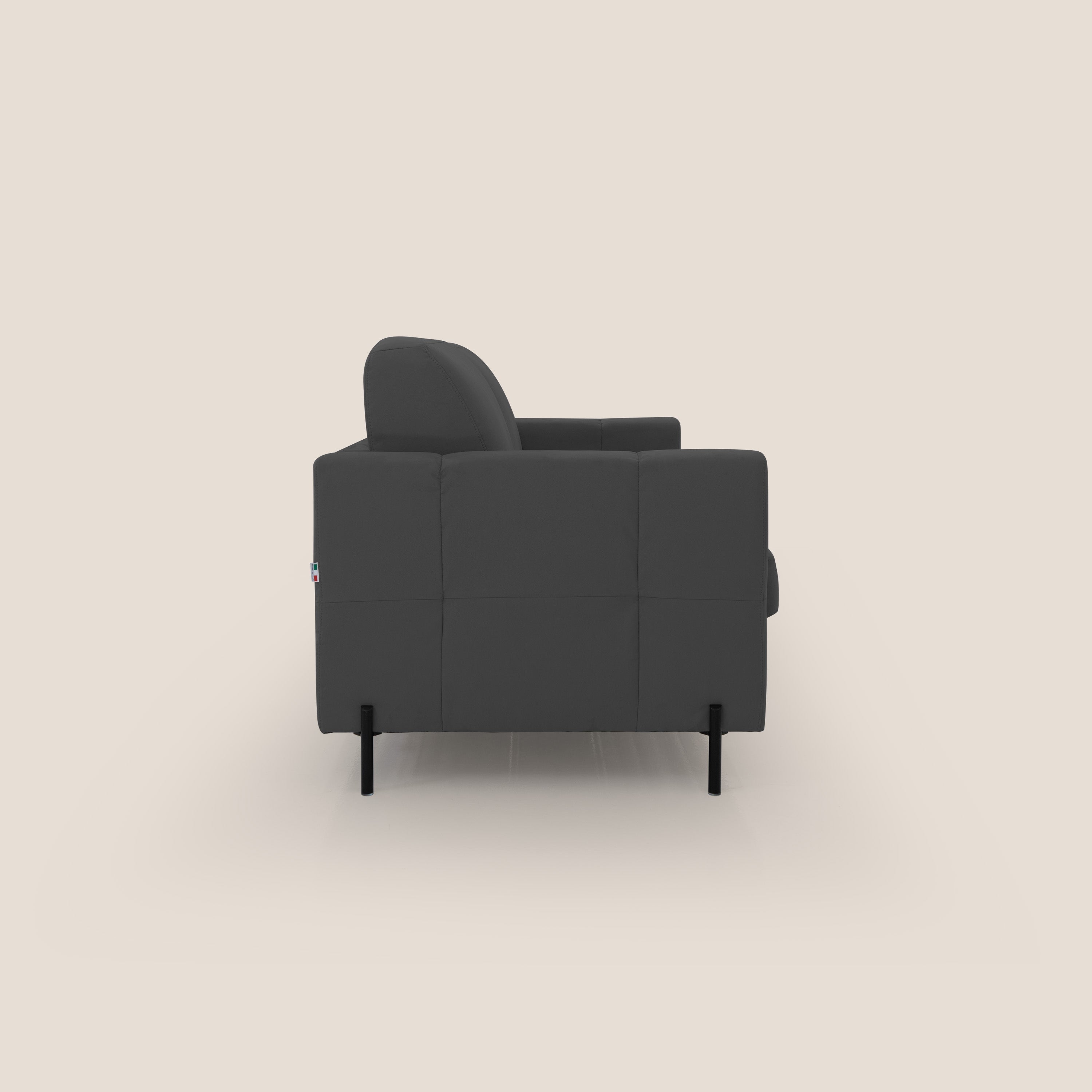 Ortensia divano letto materasso H18 cm con piedi alti in elegante microfibra smacchiabile T11 nero - divani.store