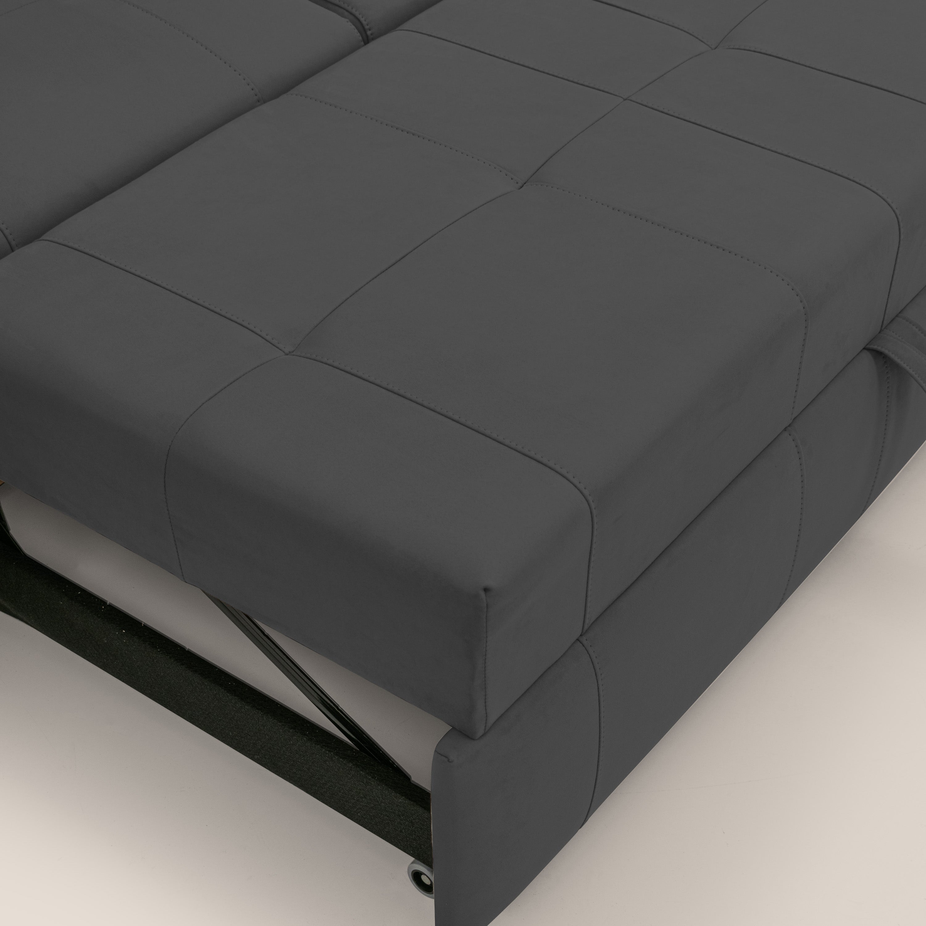 Kronos Divano con pouf estraibile poggiapiedi e poggiatesta reclinabili in morbida microfibra impermeabile T11 nero - divani.store