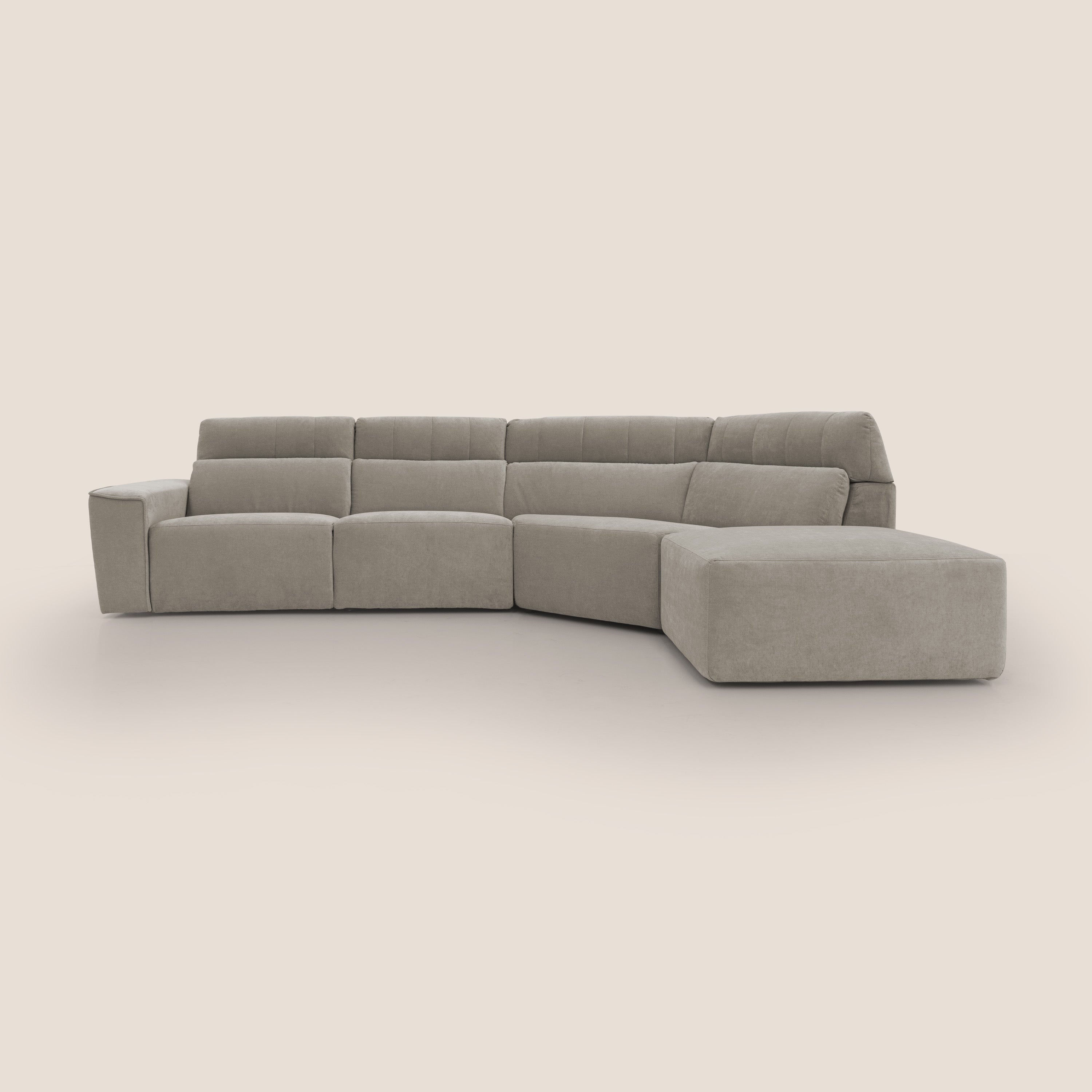 Clark Divano angolare con opzione relax elettrico in tessuto smacchiabile impermeabile T17 beige - divani.store