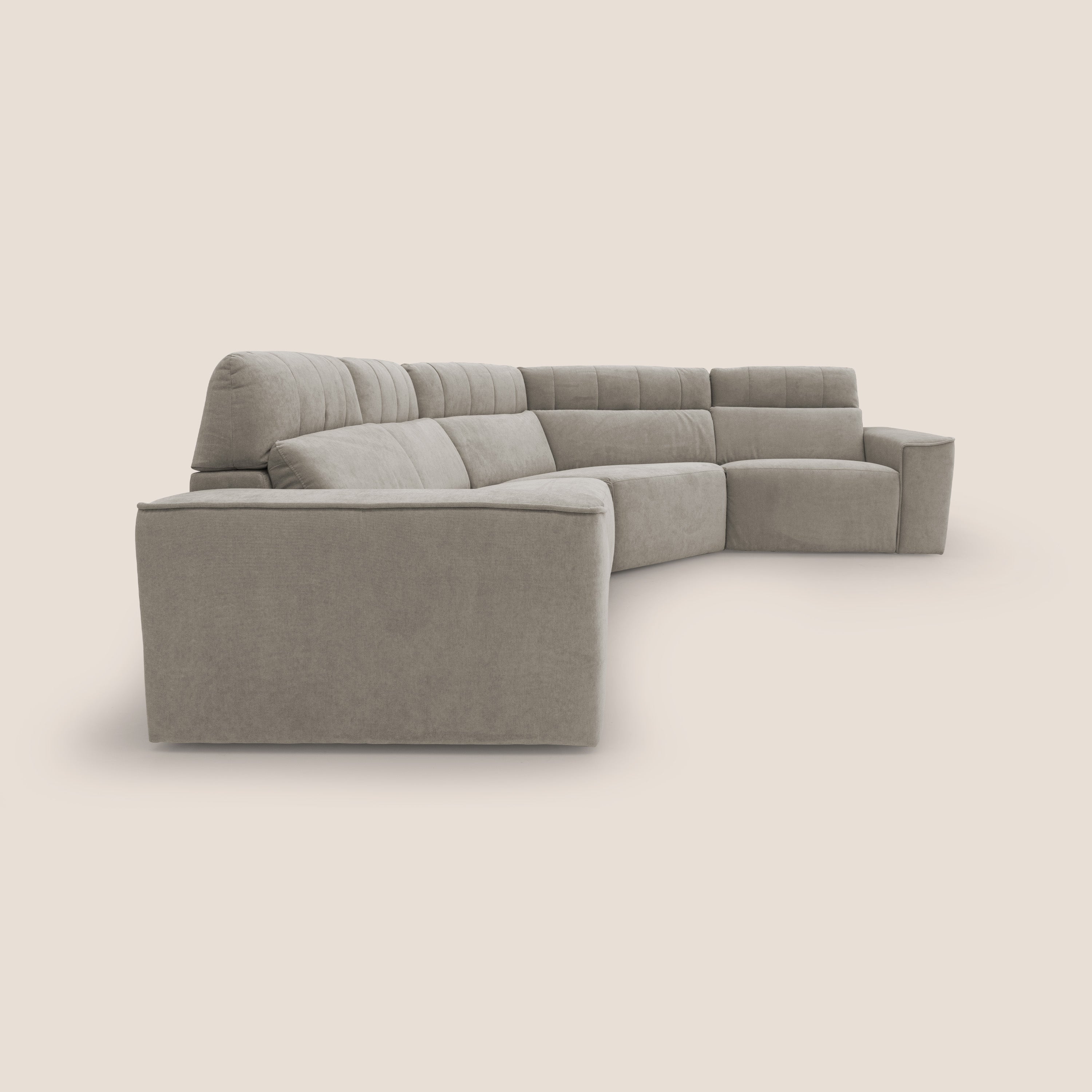 Clark Divano modulare angolare REVERSIBILE con opzione relax elettrico in tessuto smacchiabile impermeabile T17 beige - divani.store