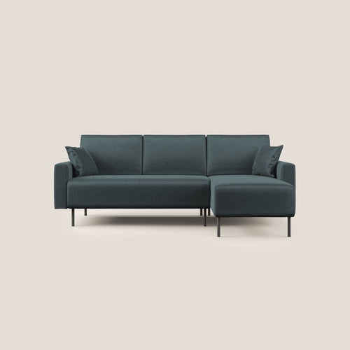Arthur divano moderno angolare in velluto morbido impermeabile T01 petrolio - divani.store