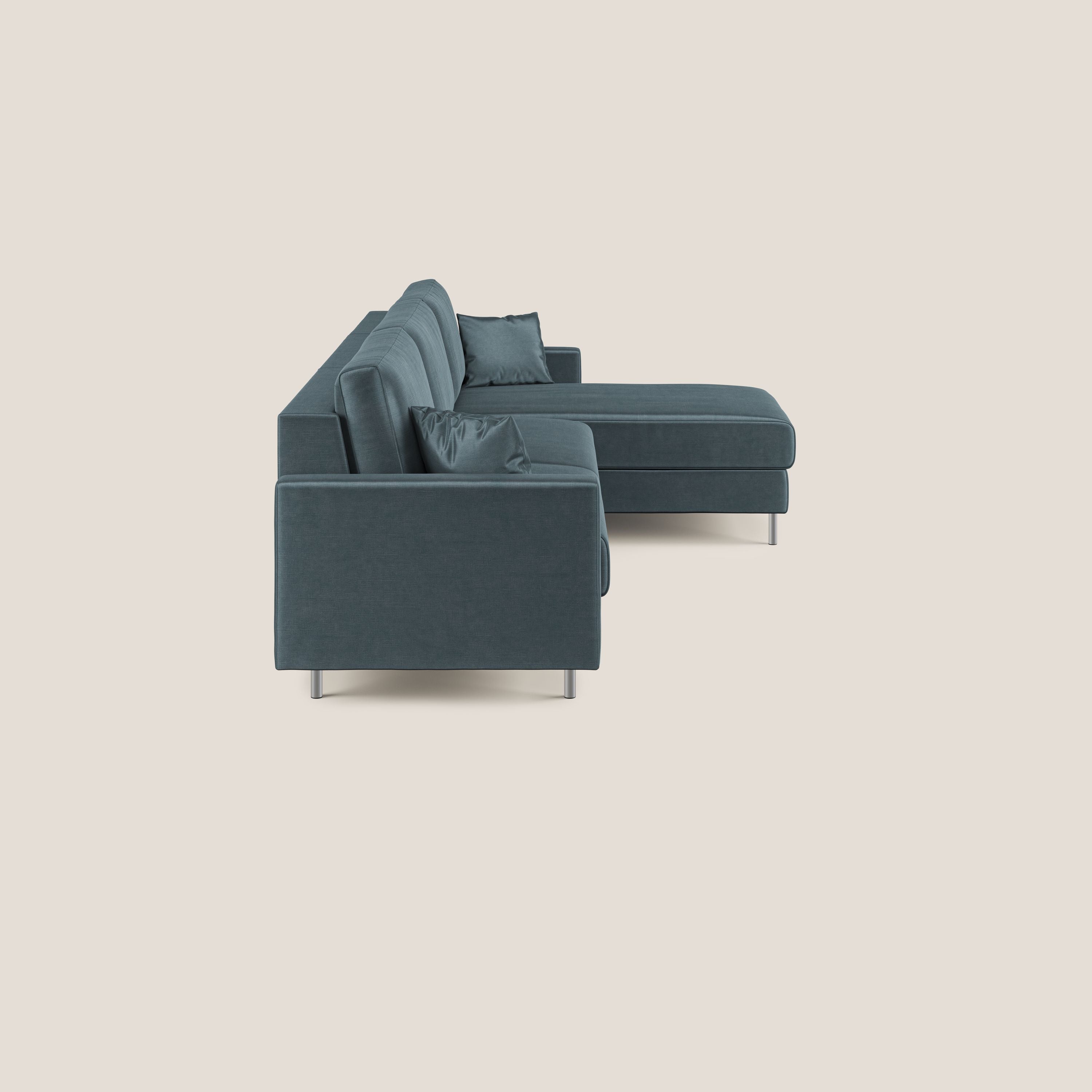 Andromeda divano letto angolare in velluto morbido impermeabile T01 grigio chiaro - divani.store