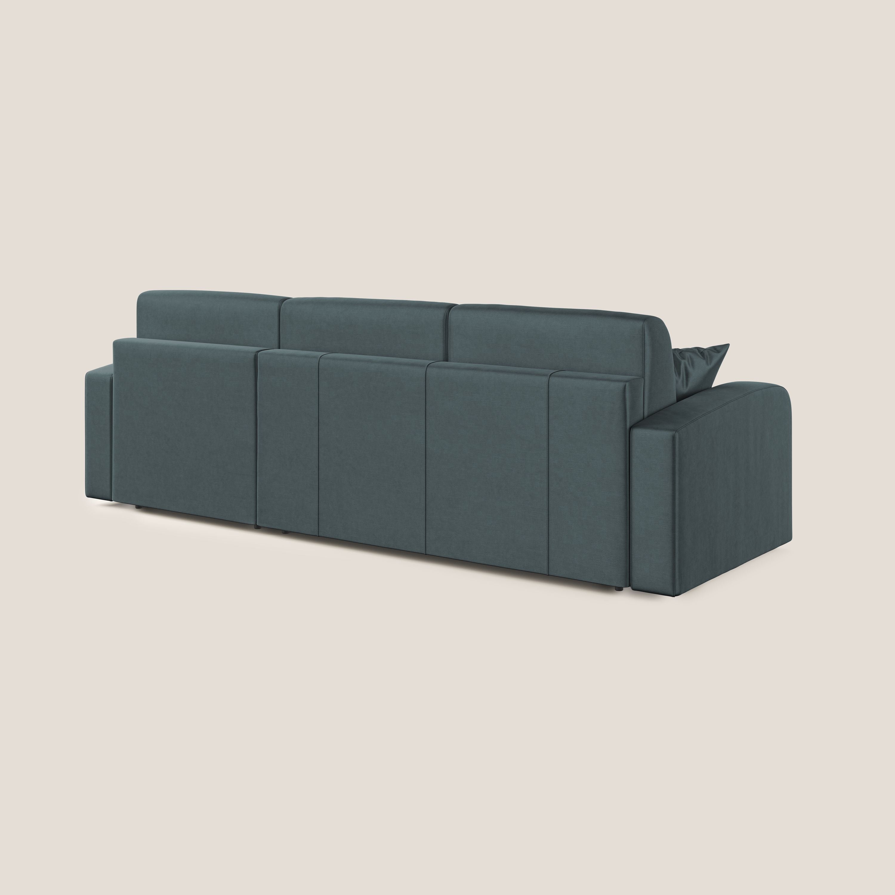 Lebron Divano letto angolare con penisola in velluto morbido T01 petrolio - divani.store