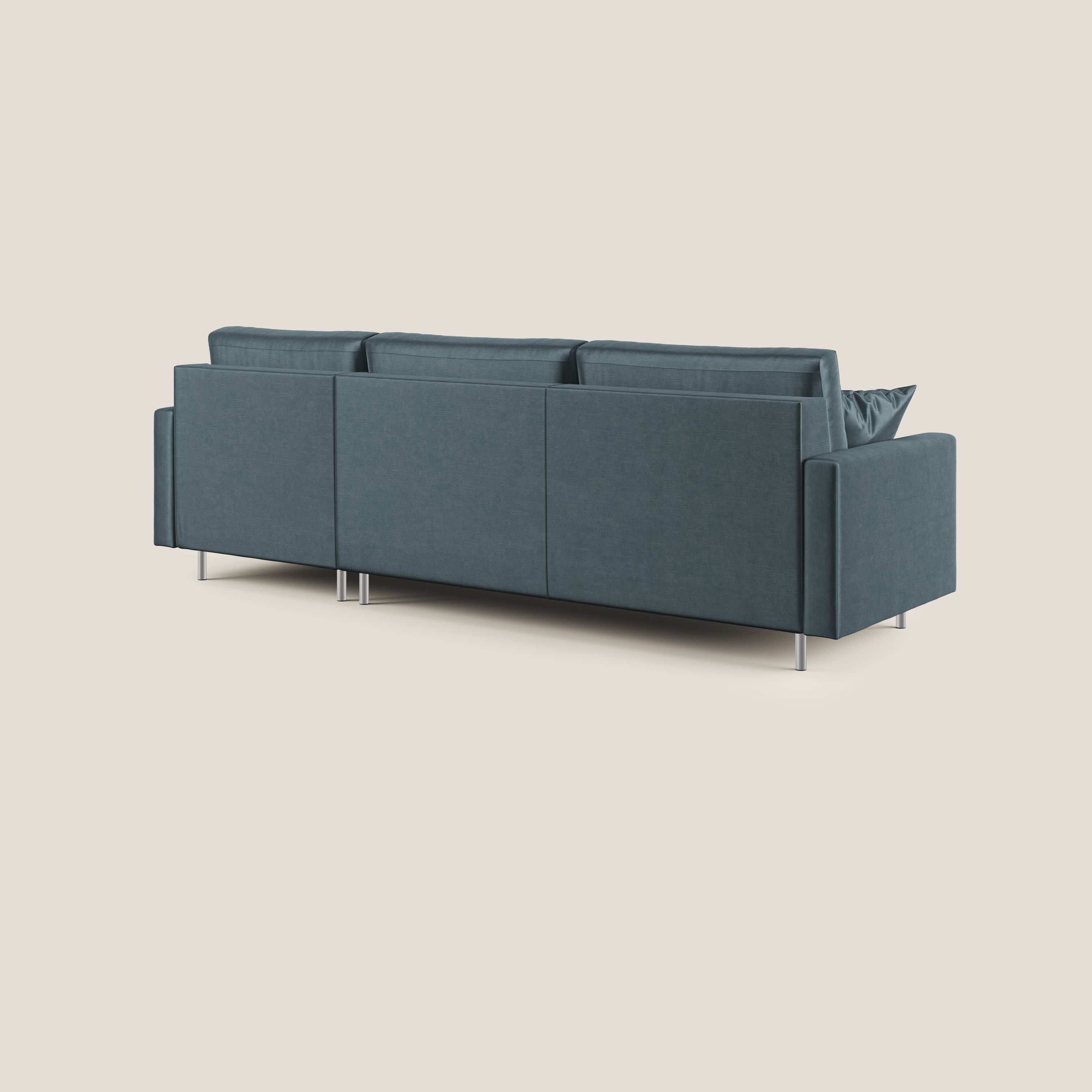 Andromeda divano letto angolare in velluto morbido impermeabile T01 grigio chiaro - divani.store