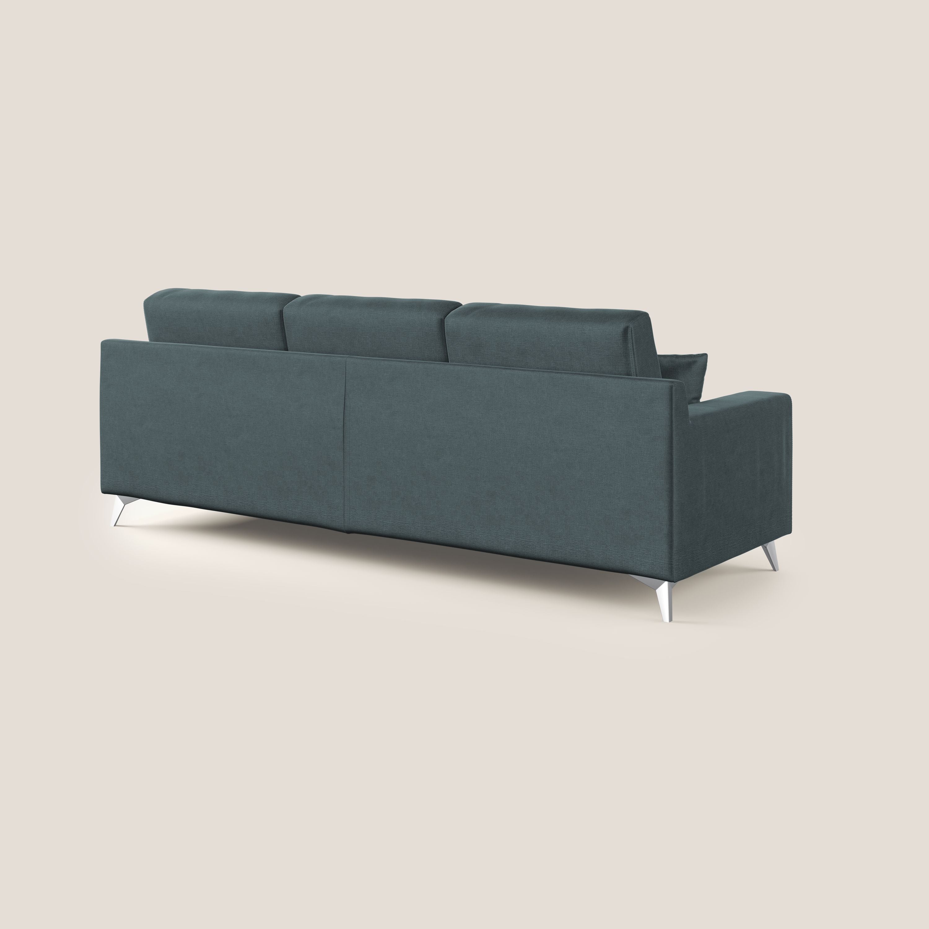 Michael divano moderno angolare con penisola in morbido velluto impermeabile T01 petrolio - divani.store
