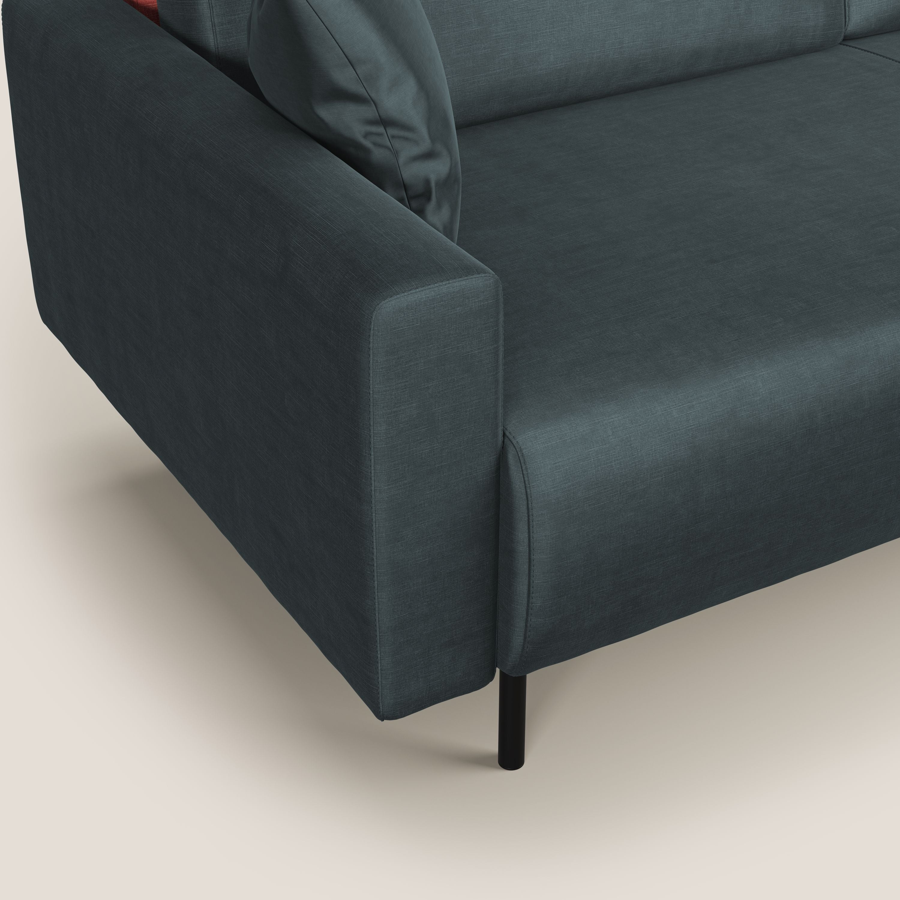 Arthur divano moderno angolare in velluto morbido impermeabile T01 petrolio - divani.store