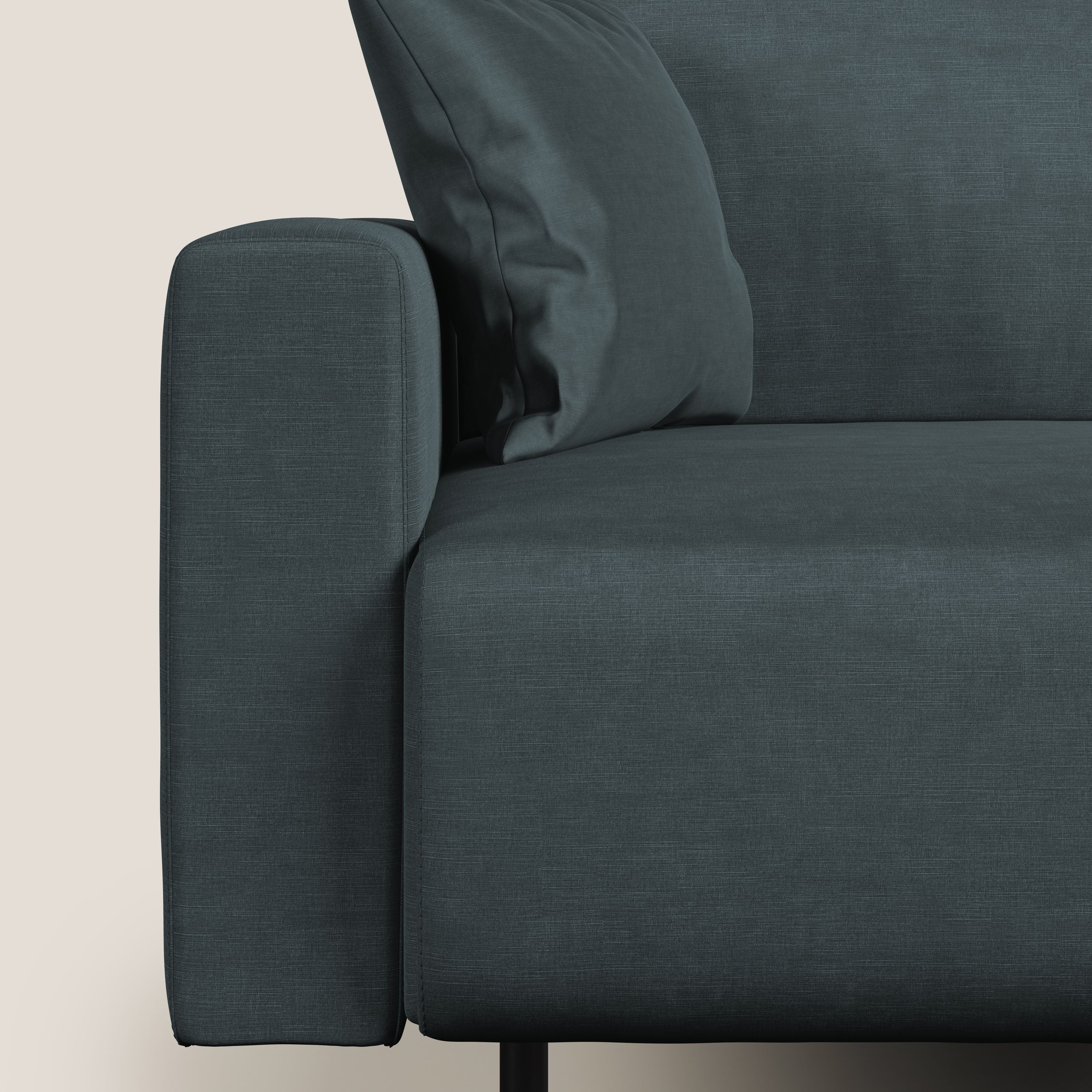 Arthur divano moderno angolare in velluto morbido impermeabile T01 petrolio - divani.store